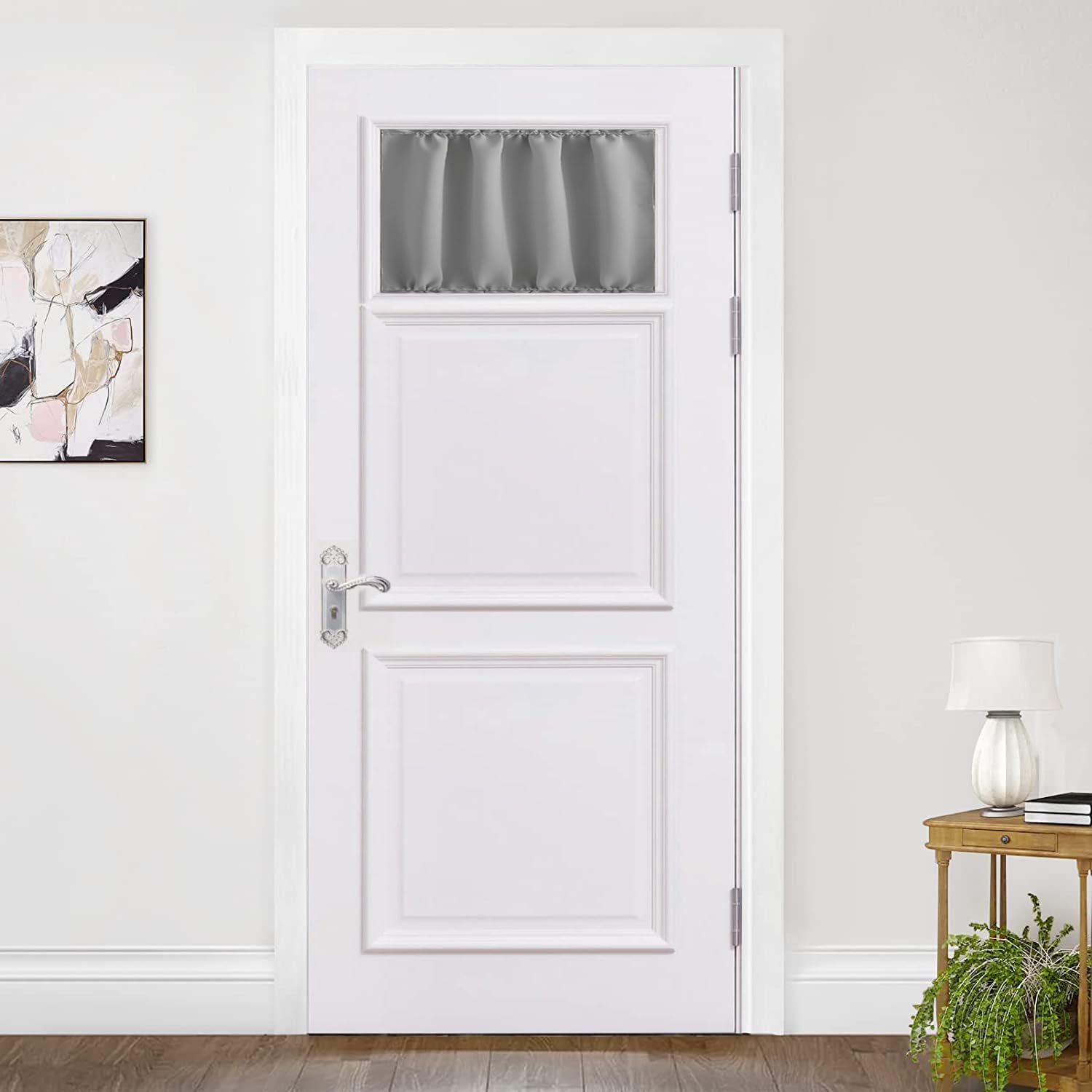 ZHhan French Door Curtains Privacy Blackout French Door Rod Pocket Drapes for Glass Door Home Office,Sidelight Curtain Tie up Shade,Easy Installed 86x51cm,Light Grey,1 Panel — image 1