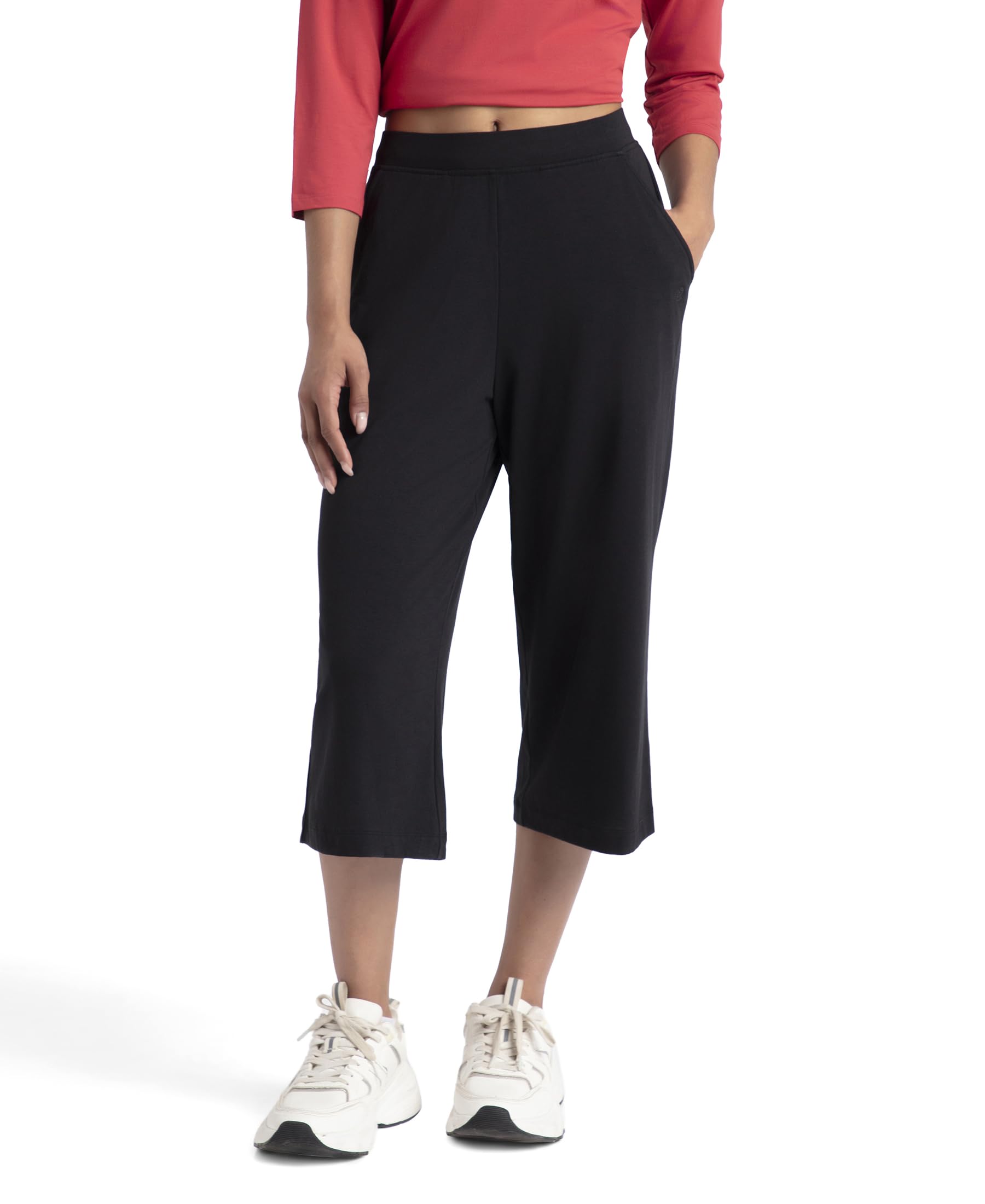 A150 Women's Super Combed Cotton Rich Elastane Stretch Relaxed Fit Culotte