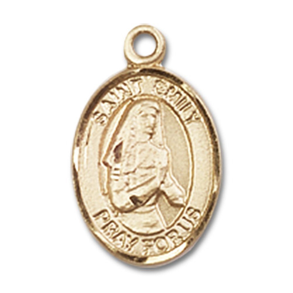 Bonyak Jewelry Saint Medal Collection Gold Filled St. Emily de Vialar Pendant 1/2 x 1/4 inches with Gold Filled Lite Curb Chain