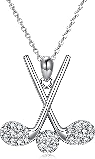 YAFEINI Golfgeschenke für Frauen Sterling Silber Golfschläger und Ball Anhänger Halskette Goldschmuck für Frauen Mädchen Golfliebhaber