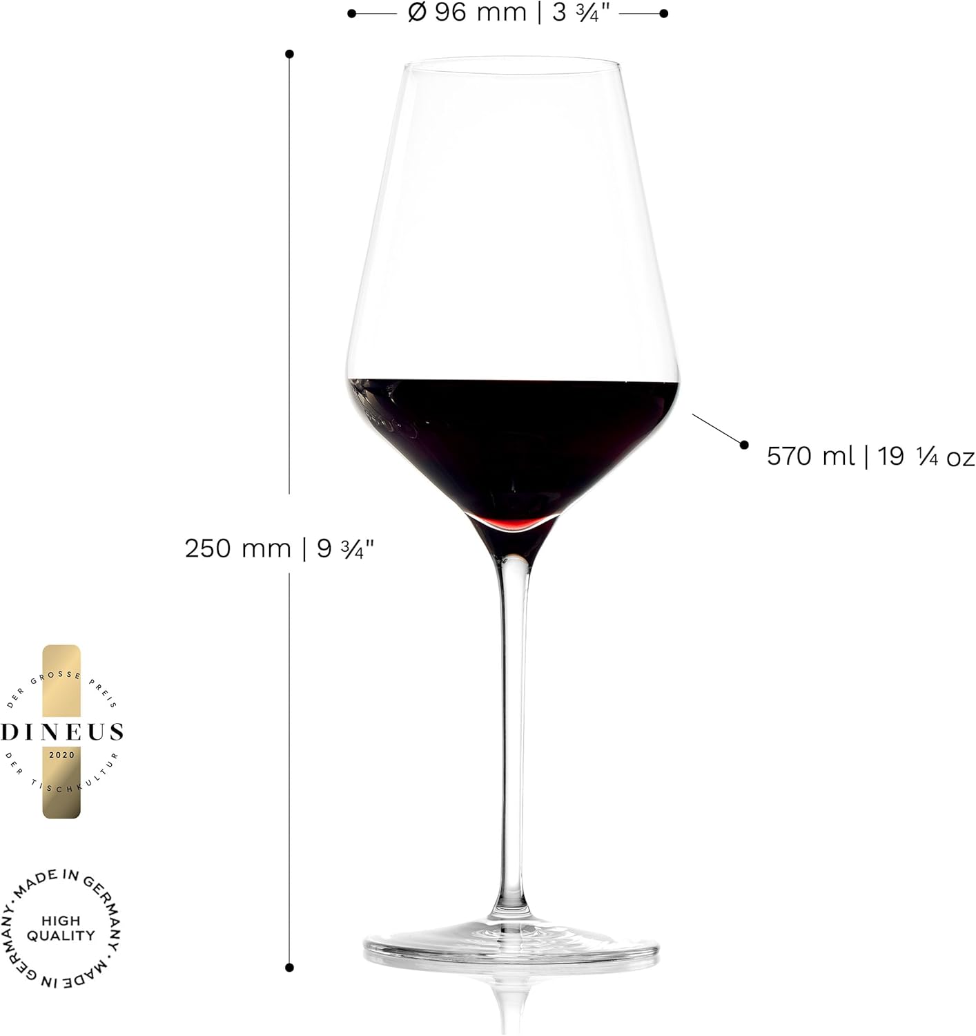 Stölzle Lausitz Red Wine Glasses Quatrophil Set of 4, 19 1/4 oz – Wine Glasses Ideal for Red Wine – Elegant Crystal Glass Goblet for Maximum Aroma – Dishwasher & Shock Resistant