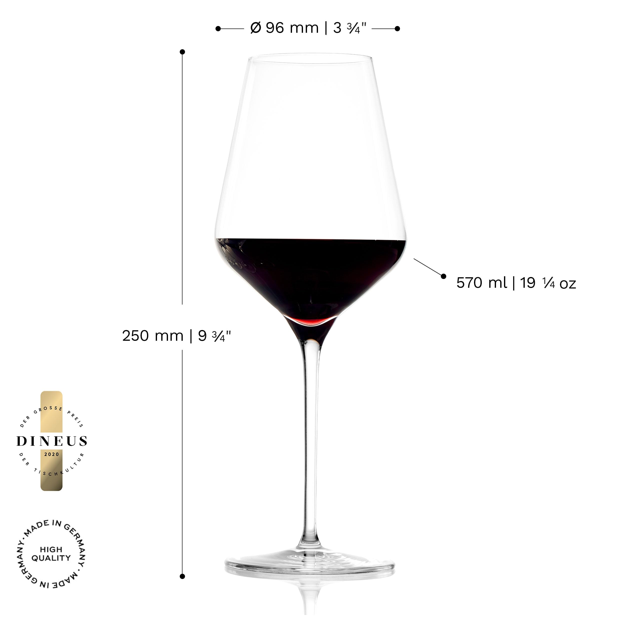 Stölzle Lausitz Rotweingläser 4er Set (QUATROPHIL) Spülmaschinenfeste Rotweingläser (591.5 ml) Langlebige Kristallgläser - Echtes Stölzle Weinglas