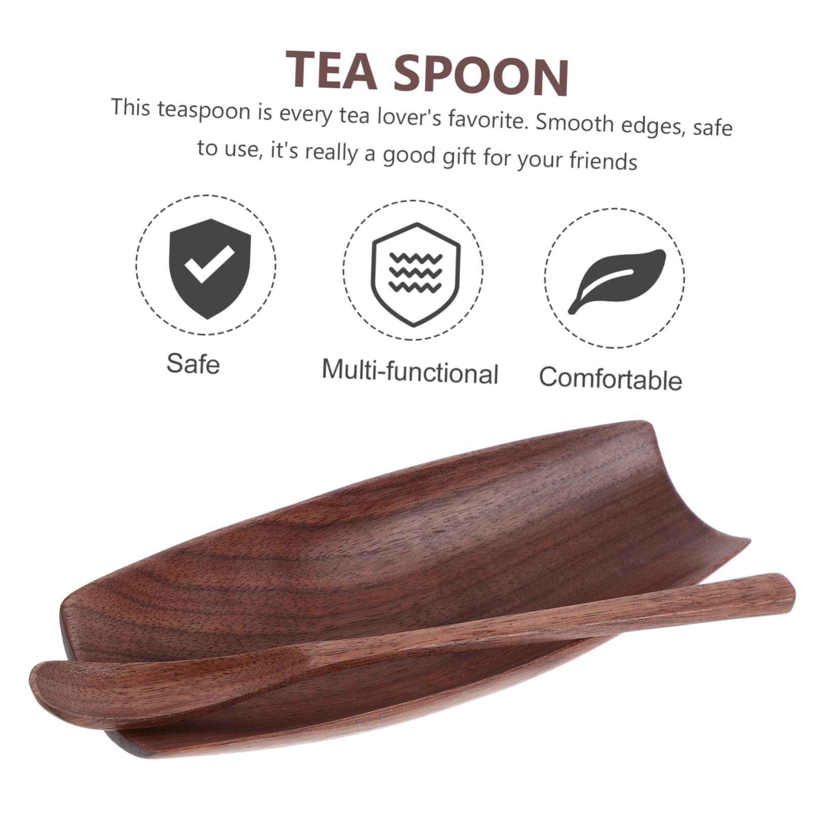 Garneck 1set Wooden Tea Leaf Storage Dish Set Natural Walnut Tea Scoop Holder Home Supply Decorative Practical for Personal Use Entertaining