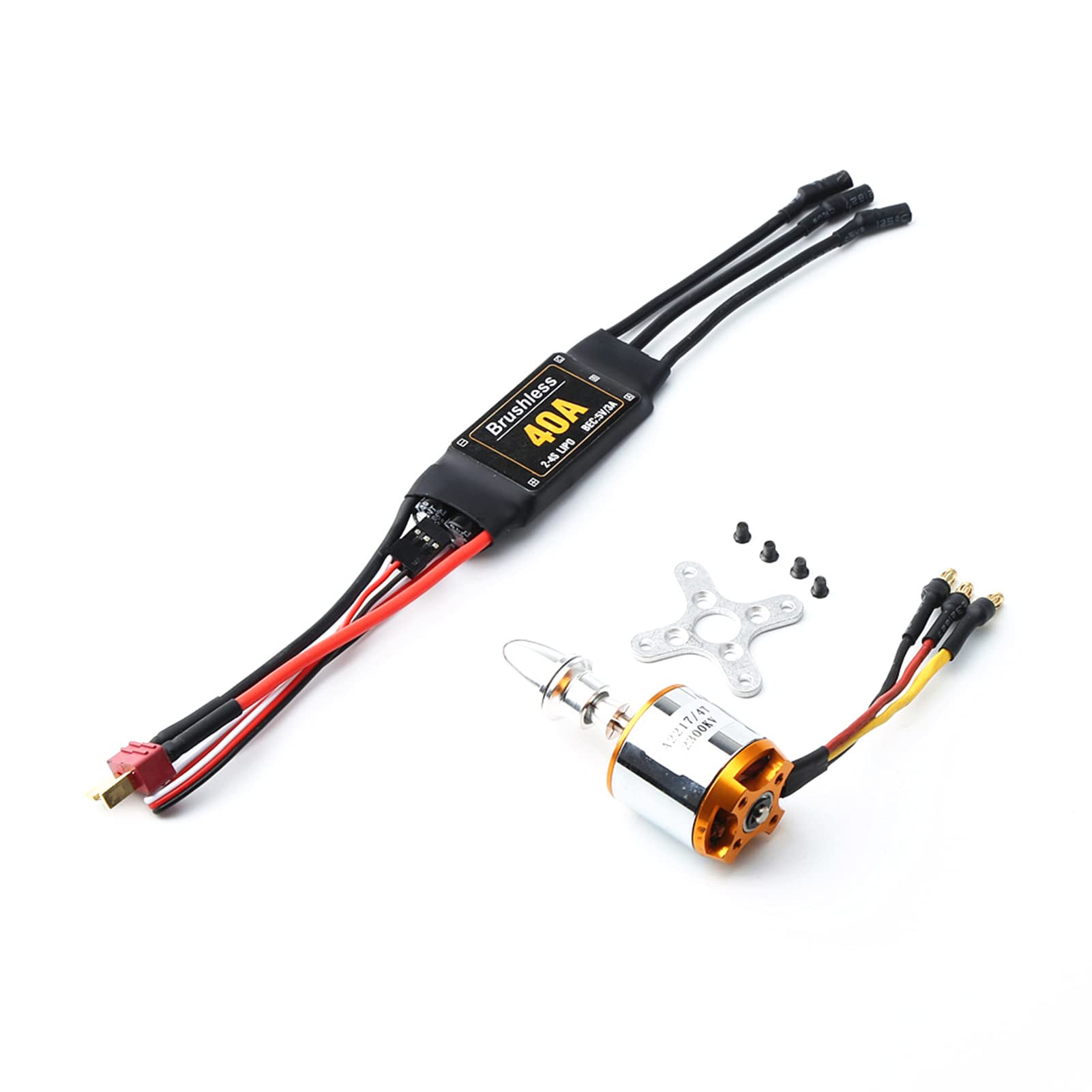 Moteur Brushless Avion RC 2217 2300KV et ESC 40A, kit de motorisation avec connecteur banane