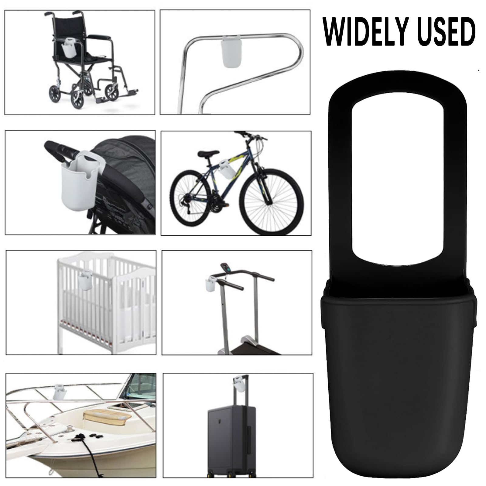 Portabicchieri In Silicone Universale Per Passeggino, Bici, Sedia A Rotelle - Nero