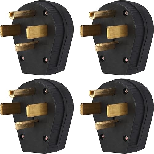 NEMA 14-30P - Enchufe de ángulo de hoja recta de 30 amperios, 3 polos y 4 cables, conexión a tierra de grado industrial, resistente, listado UL