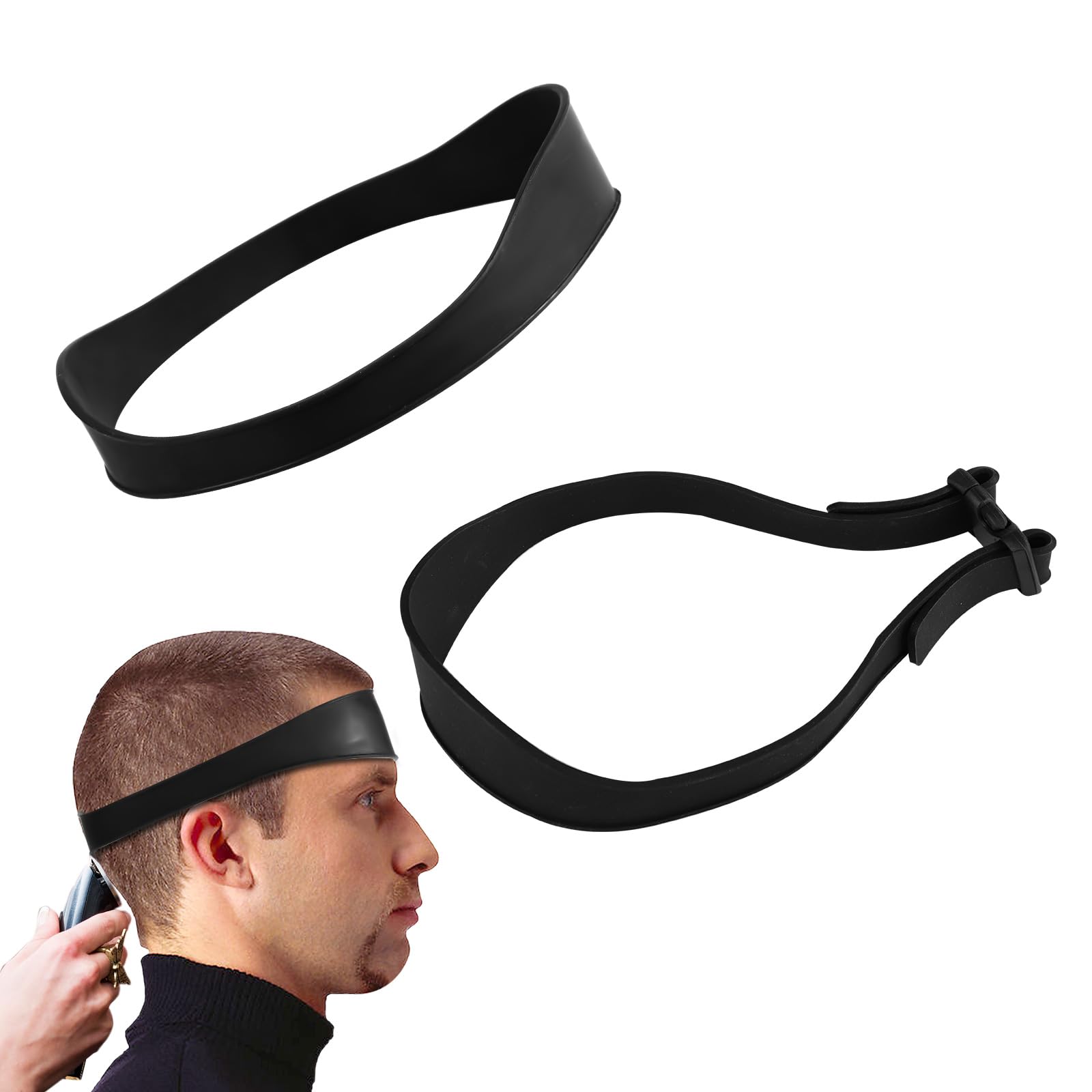 Guide de Coupe de Cheveux, Guide de Coupe de Cheveux Noir Outil Guide de Fondu avec 2 Bandes de Cheveux Modèle de Rasage de Décolleté Réglable pour un Usage Domestique Salles de Maquillage