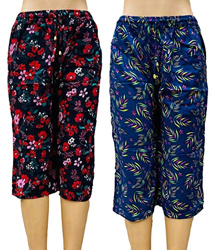 ukal Women's Rayon Floral Printed Capri, Nightwear Capri for Women, Capri for Women, Lounge Wear (Pack of 2)-picture-15