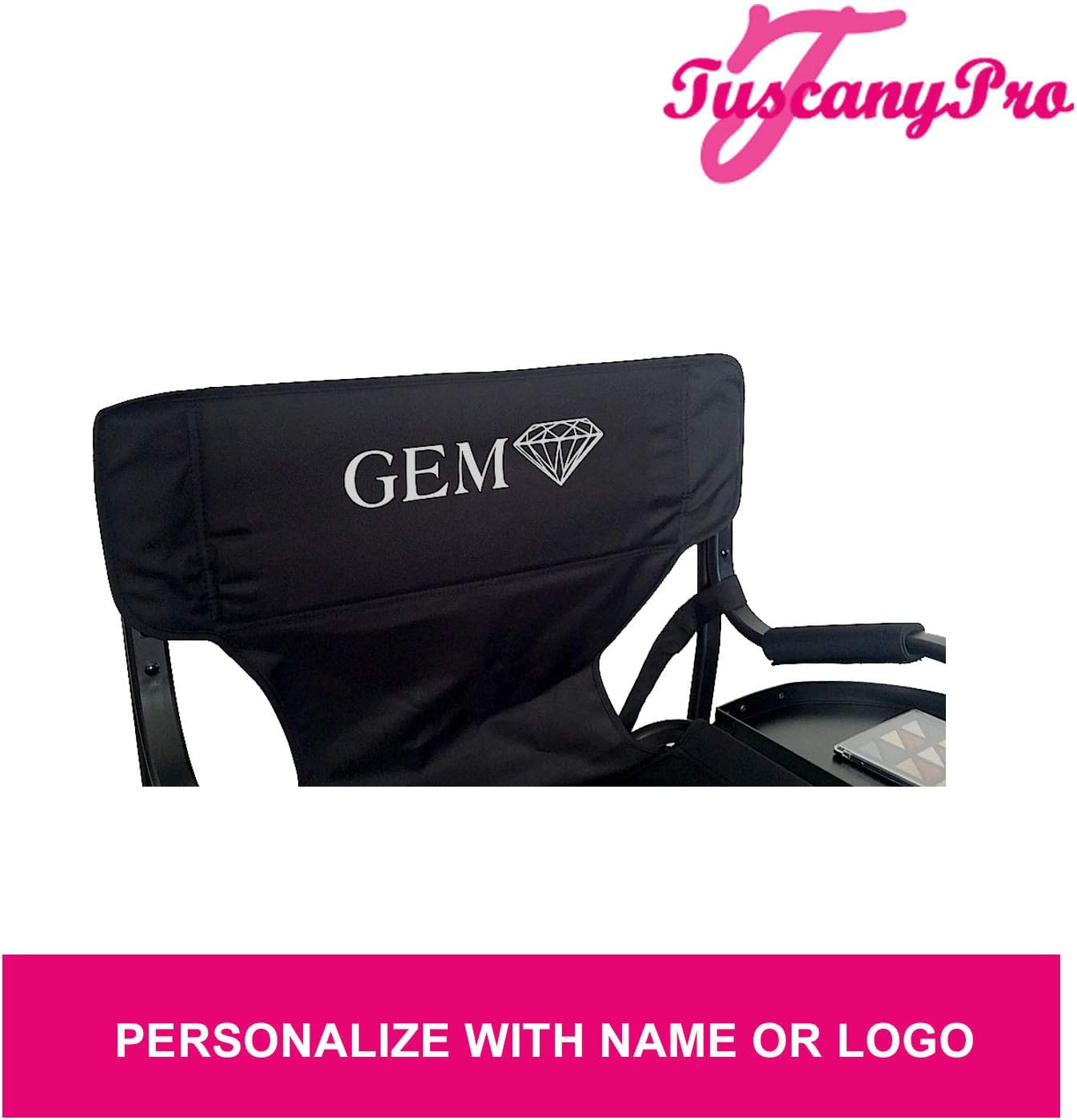Your Name/Logo Included Portable Makeup & Hairstylist Chair - Perfect for Makeup, Hair Stylist, Salon with 25 Inch Seat Height