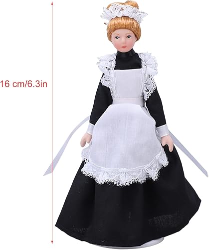Miniatura 7 de Muñeca de criada de casa de muñecas 1:12, casa de muñecas con extremidades giratorias, movible, de cerámica, victoriana, modelo de muñeca de