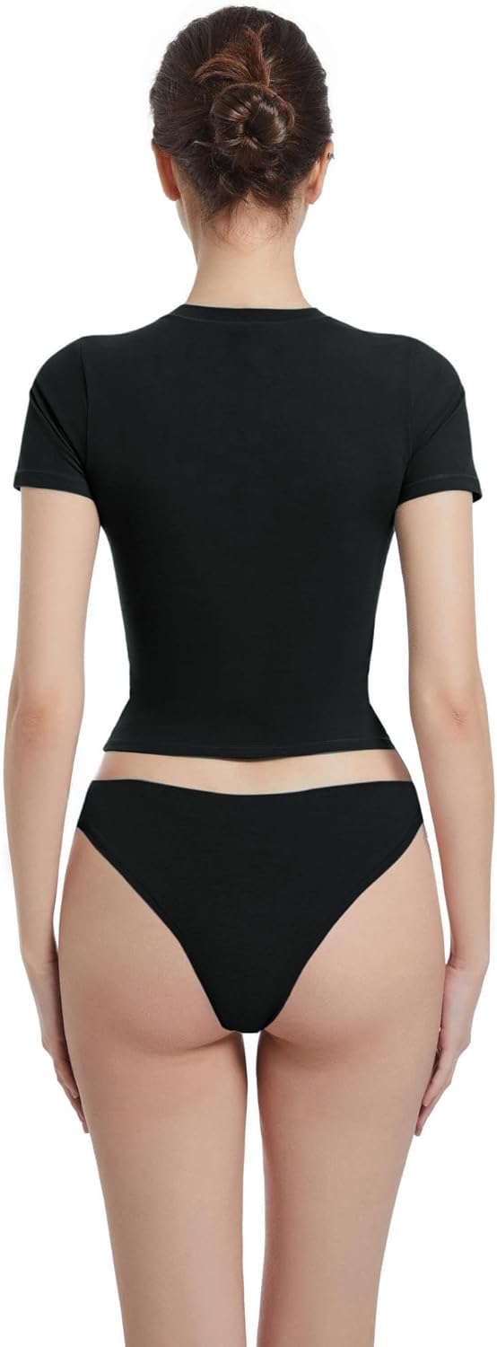 Crewneck Short Sleeve T Shirts for Women Fitted Basic TeesY2k Going Out Tops - Image 2