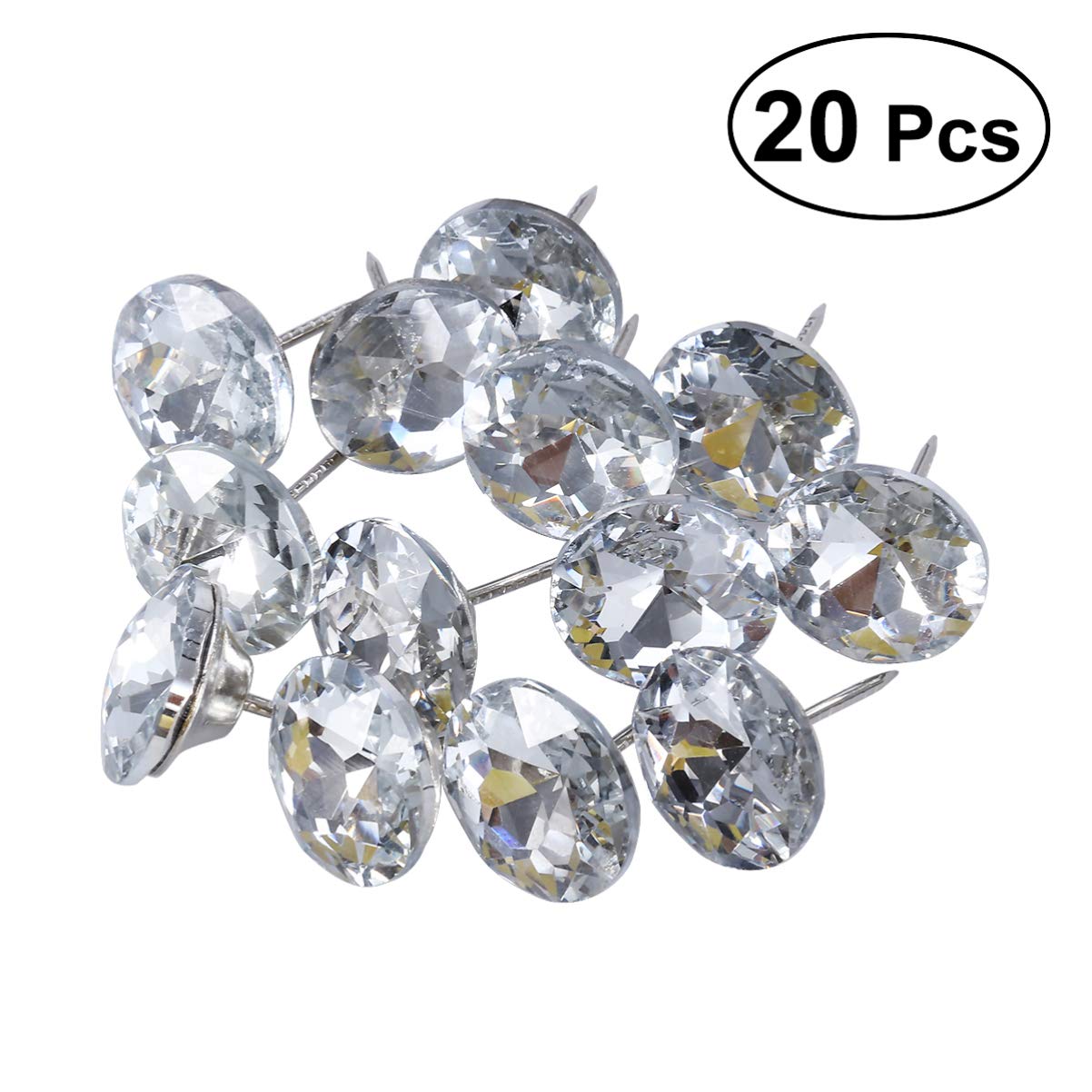 Artibetter 20pcs Crystal Buttons for Sofa Crystal Rhinestone Buttons Upholstery Nails Clear Button Pins Decorative Push Pins Sparkling Diamond Upholstery Buttons Bed Pins Foot White Furniture - Image 3