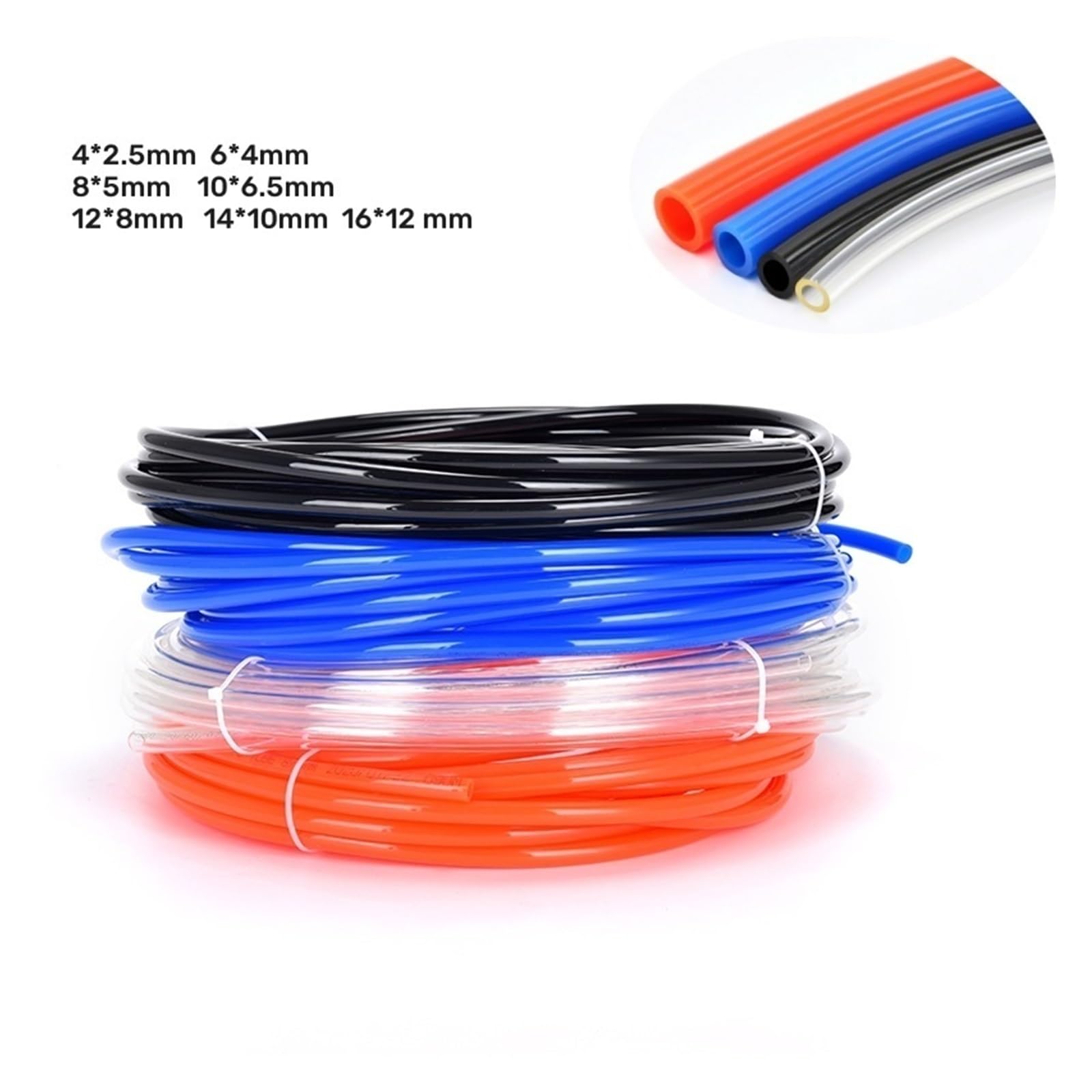 Tubi flessibili per sistemi pneumatici Tubo fless 1/5/10Meter PU Gas Air Hose Tubing Compressor Transparent Blue Red Black Polyurethane 4/6/8/10/12/14/16mm Pneumatic Pipe Tube(L,5 METER_12X8MM)