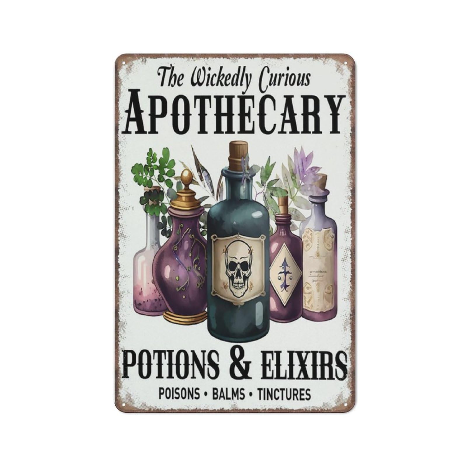 Yepyayqvk Tin Sign 250 Witches Apothecary Decor, Potions & Elixirs, Apothecary Gifts Funny Metal Sign Poster Wall Art For Kitchen Garden Bathroom Farm Home Coffee Decor Tin Sign 6X8 Inch