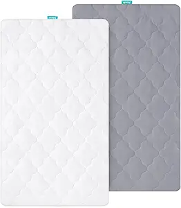 Bassinet Mattress Pad Cover, Fits 23” x 28” 4moms Breeze Plus Bassinet, 2 Pack, Ultra Soft Waterproof Breathable, White and Grey