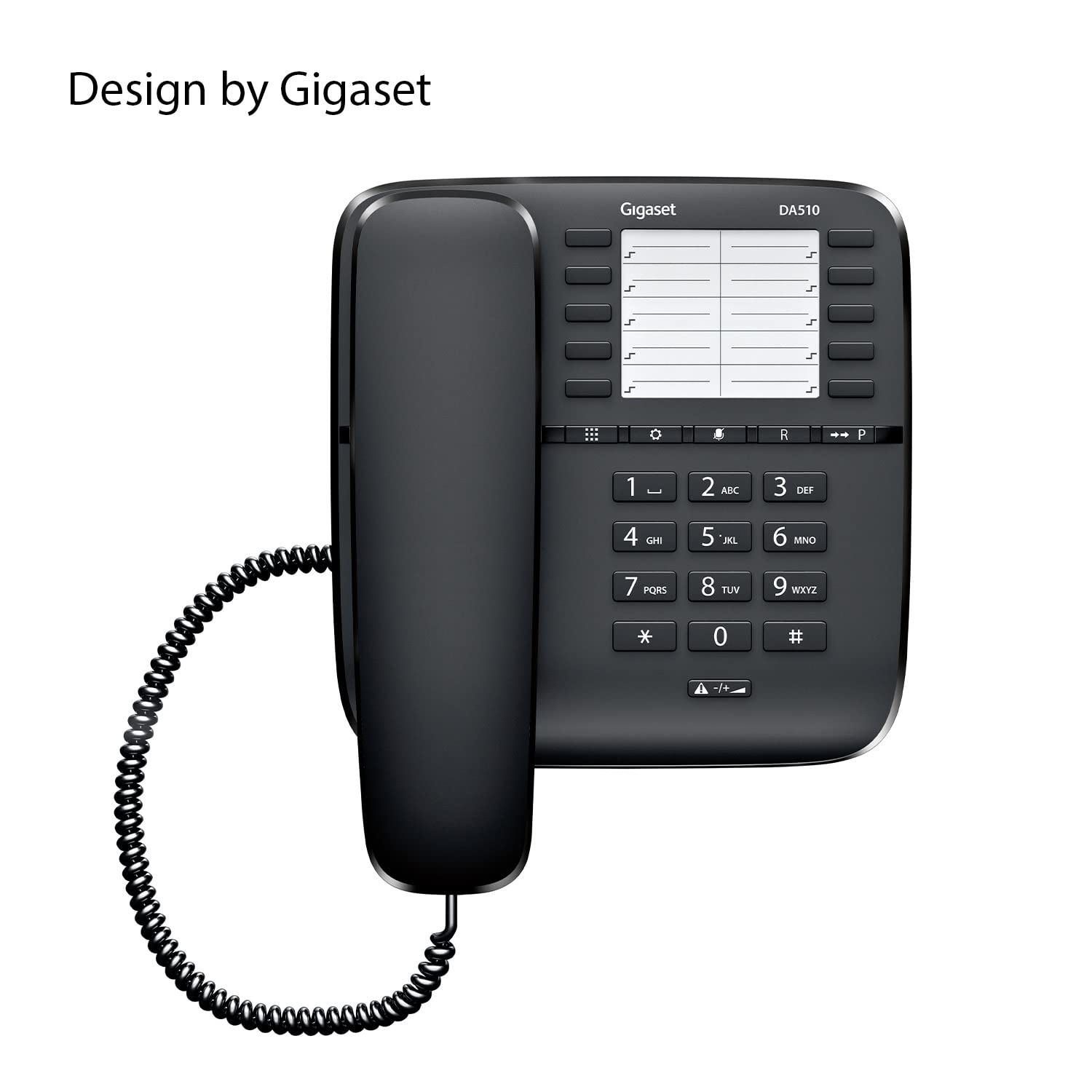 Gigaset DA510 - Schnurgebundenes Telefon mit praktischer Anrufanzeige - Kurzwahleinträge - großes Telefonbuch - Stummtaste mit Wartemelodie - Anrufsperre und Tastensperre, schwarz