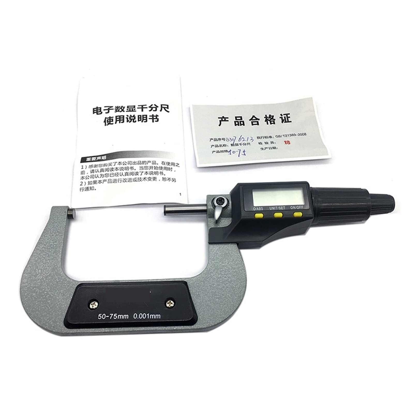 Micrómetro digital 50-75mm 0.001mm Micrómetros exteriores electrónicos estándar Herramientas digitales Calibrador Métrico Micrométrico Micrómetro Tip Herramienta de medición