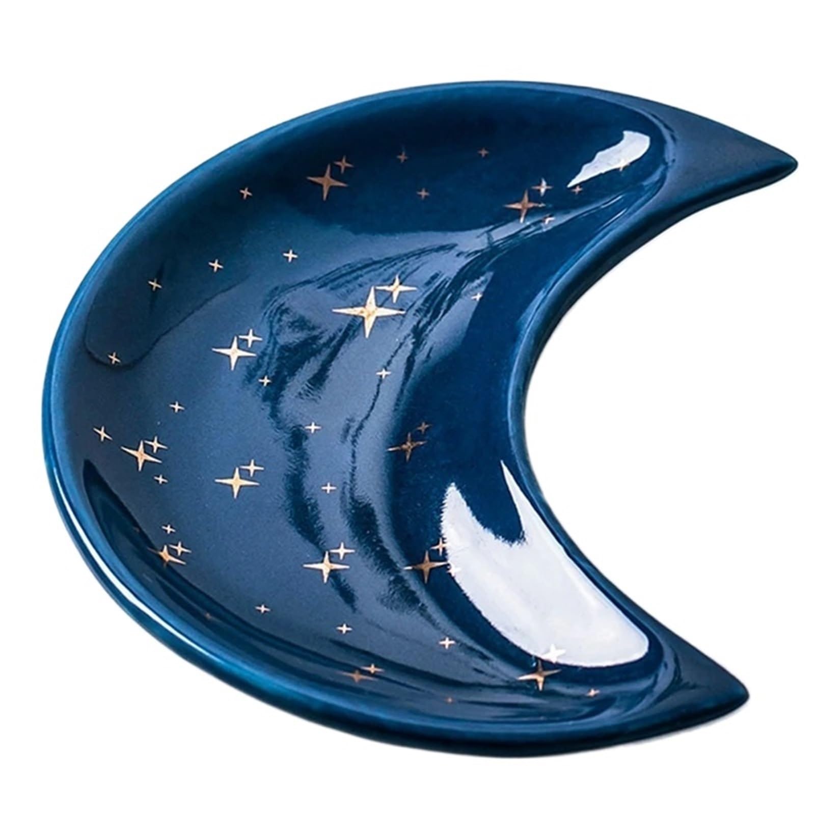 Schmuckschale 3 stücke Keramik Mond Form Kleine Schmuck Gericht Ohrringe Halskette Ring Lagerung Platten Obst Dessert Display Schüssel Dekoration Tablett(Blue)