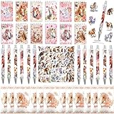 Set di 86 articoli di cancelleria per cavalli con penne a sfera Mini adesivi per notebook e sacchetti regalo per feste di compleanno a tema cavallo bomboniere decorazioni forniture regali riempitivi