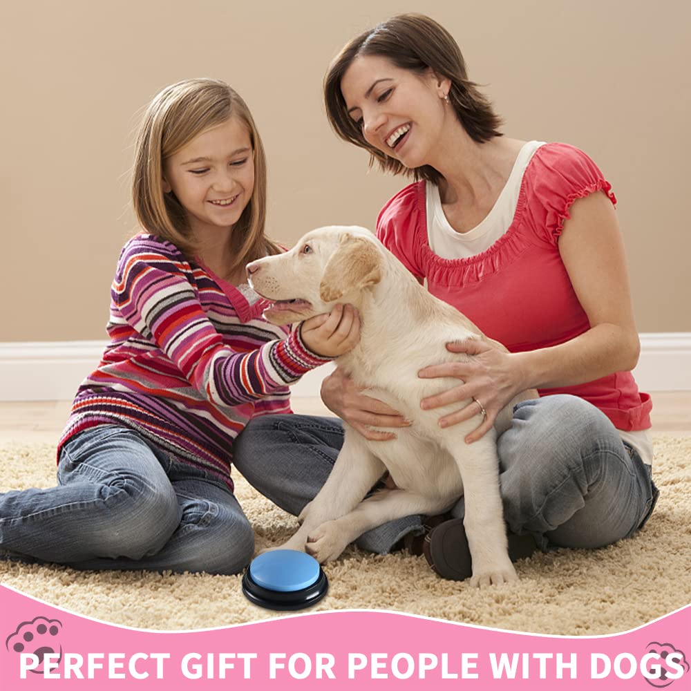 Pulsanti per Cani, 4 Pezzi Pulsanti per Cani Parlare, Buzzer con Funzione di Registrazione per Comunicazione, Giochi Interattivi per Cani Pulsante Addestramento degli Animali Domestici