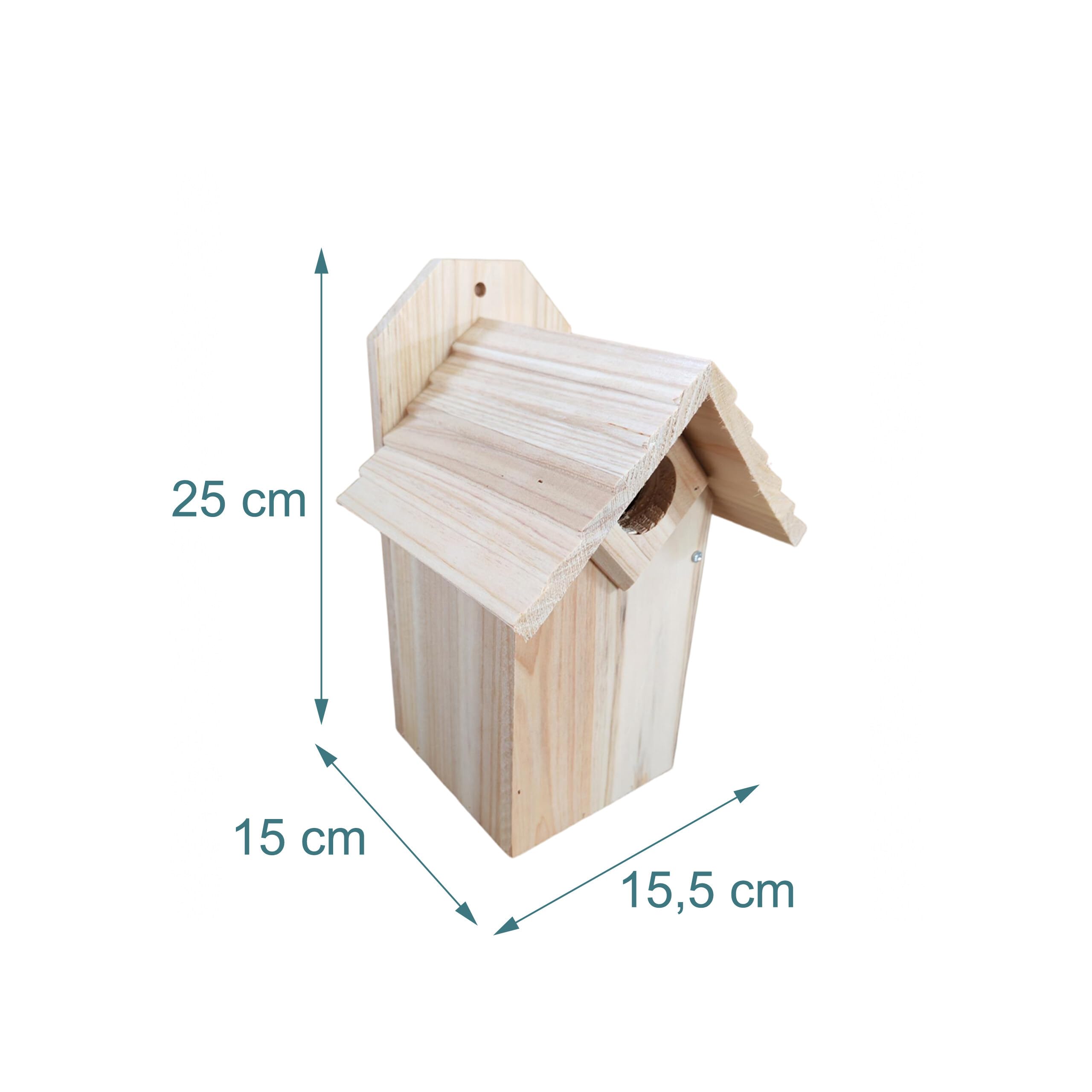 Relaxdays Nichoir pour mésanges et moineaux, paroi ouvrante, Bois Non traité, 25x15.5x15 cm, Naturel