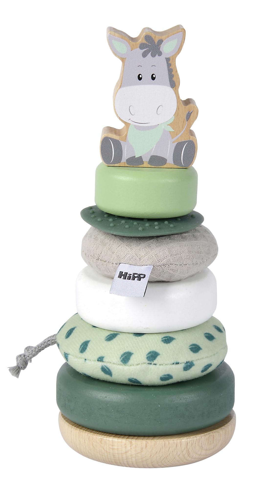 Eichhorn - Baby Hipp - Tour à Empiler - Jeu d'Eveil - Anneaux en Bois, Tissus et Silicone - Dès 12 Mois - 100005869