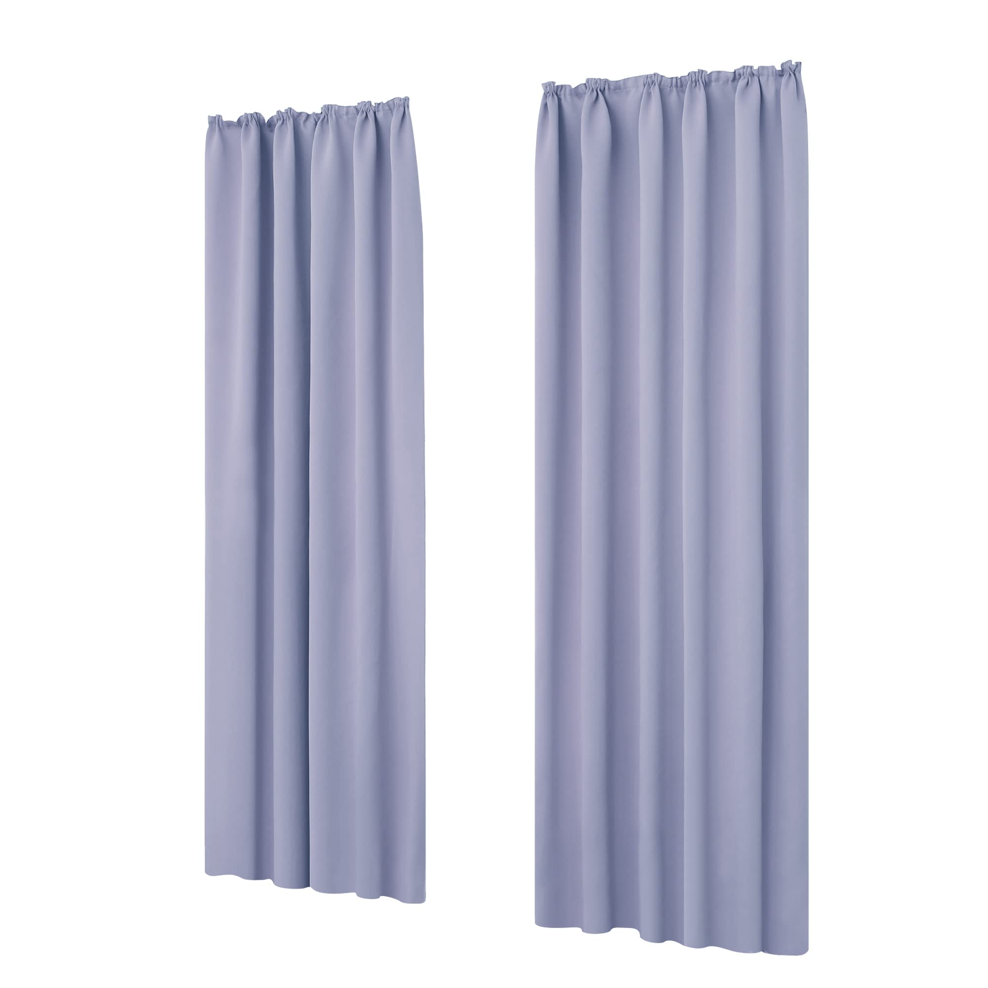 Deconovo Light Purple - 1 Inch Header Tape Energy Saving Blackout Curtains Pencil Pleat Panels Thermal Insulated Curtains For Living Room W55 X L82 Inch Light Purple One Pair