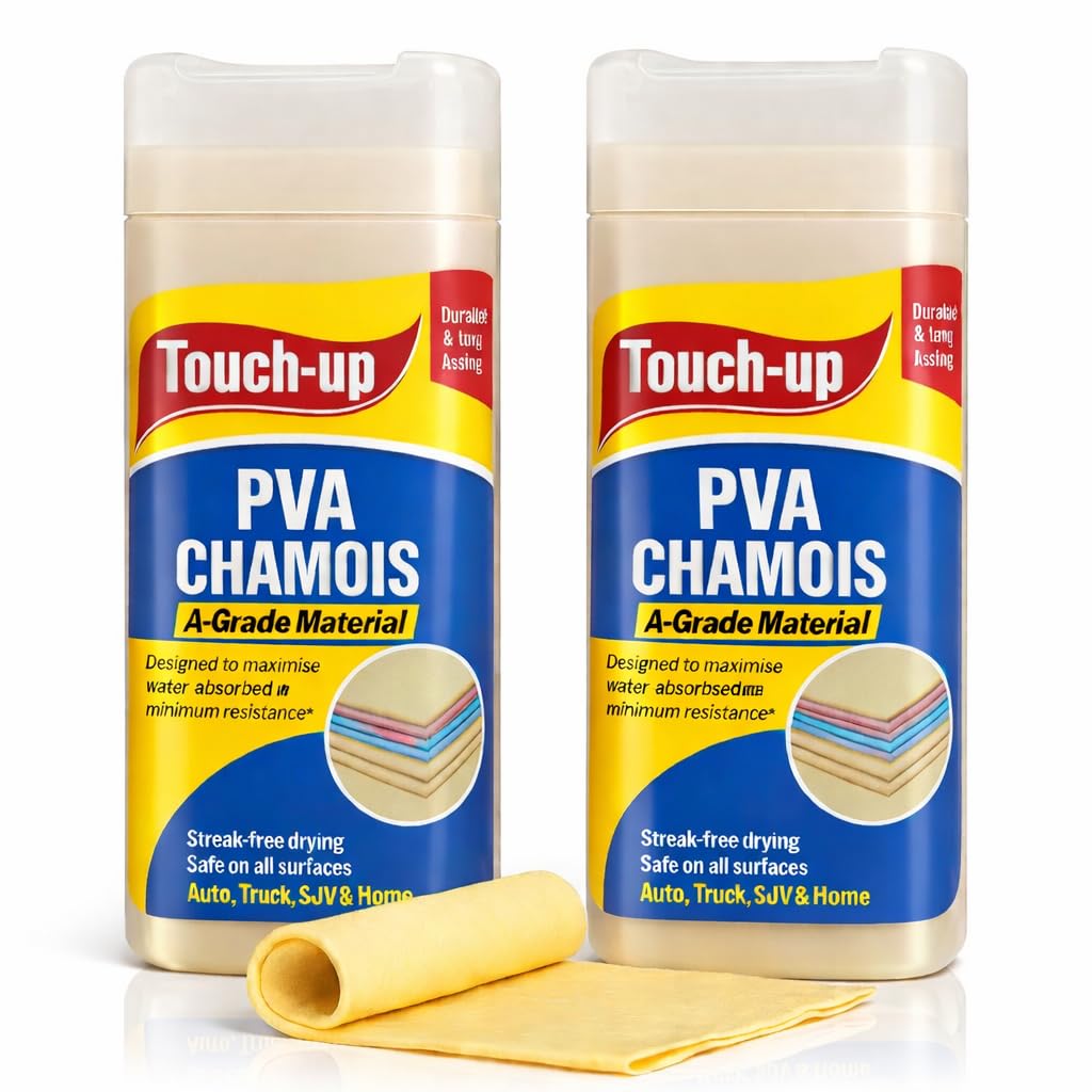 pva chamois cloth 43x32 cm | super absorbent car drying towel | streak-free, scratch-free synthetic leather cloth for car, bike, glass & home cleaning (set of 2)