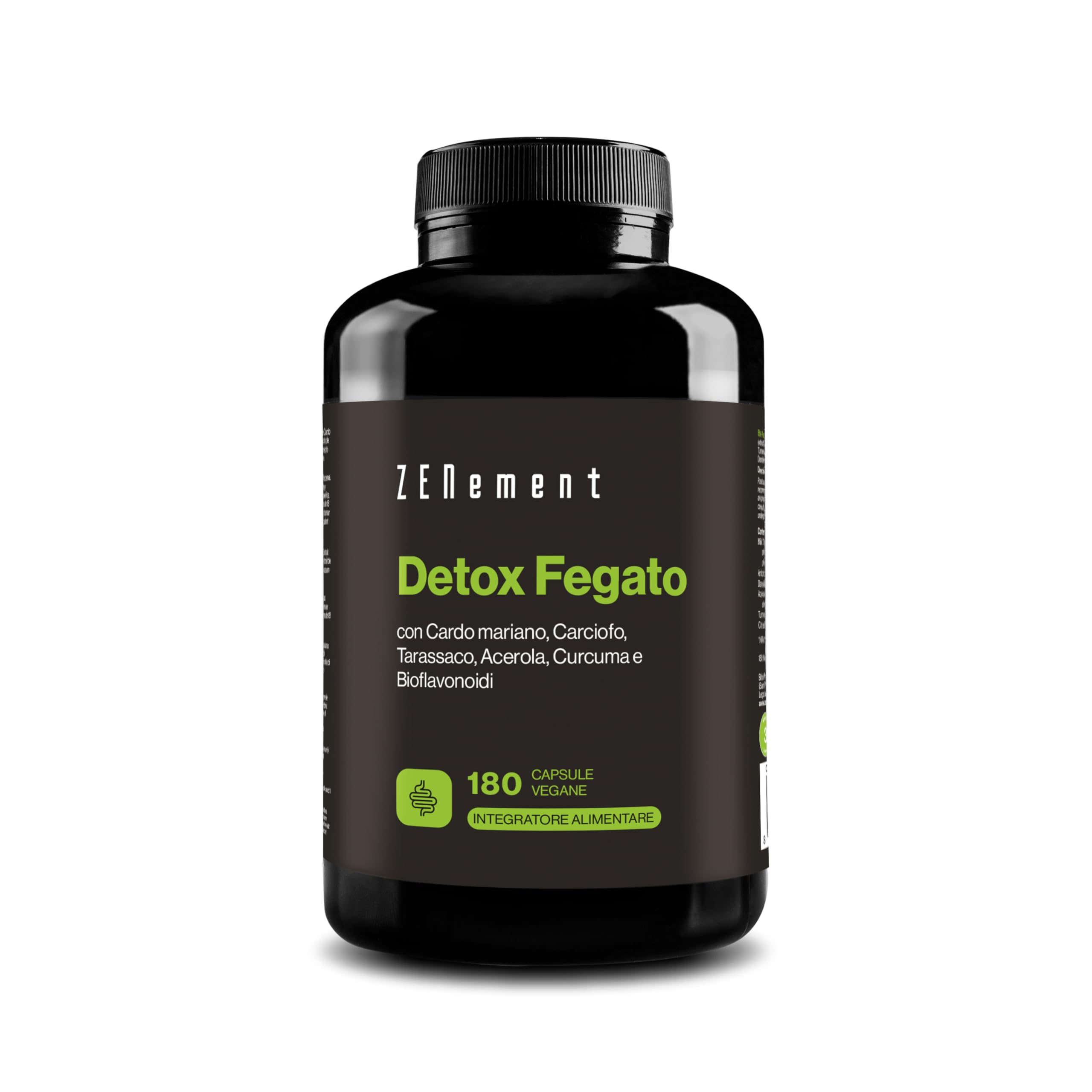 Cardo Mariano, Carciofo, Curcuma, Tarassaco e Bioflavonoidi - Integratore Detox Fegato con Vitamina C Naturale che Contribuisce alla Protezione Cellulare - 180 Capsule Vegane - Zenement