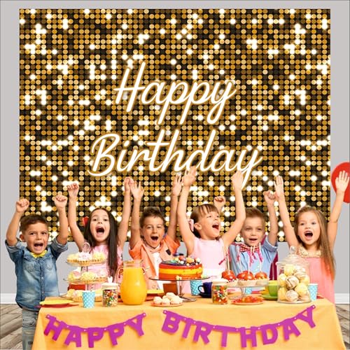 Image of Golden Birthday Backdrop 5x4 Ft | Backdrops for Decoration | Birthday Decoration Backdrop | Banner for Kids Theme Party