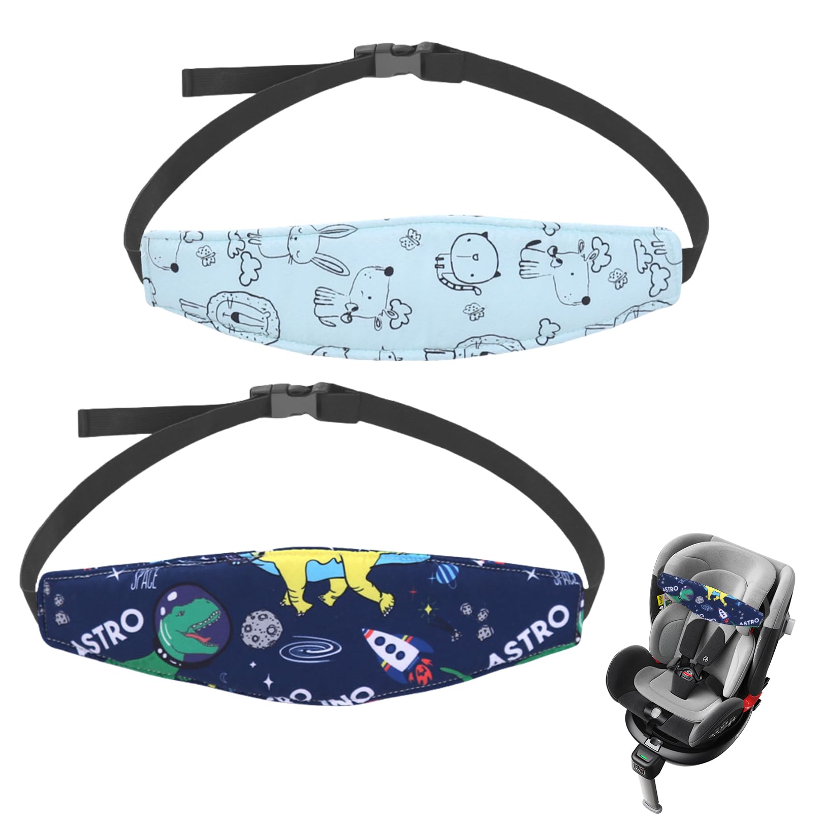 2 Stück Kopfhalterung Kindersitz Auto Kopfstütze Auto Kinder Schlafen, Stirnband Baby Fahrradanhänger, Comfy Leicht Kopfgurt für Child Schlafkissen Repose Fallschutz Zubehör Kopffixierung Baby