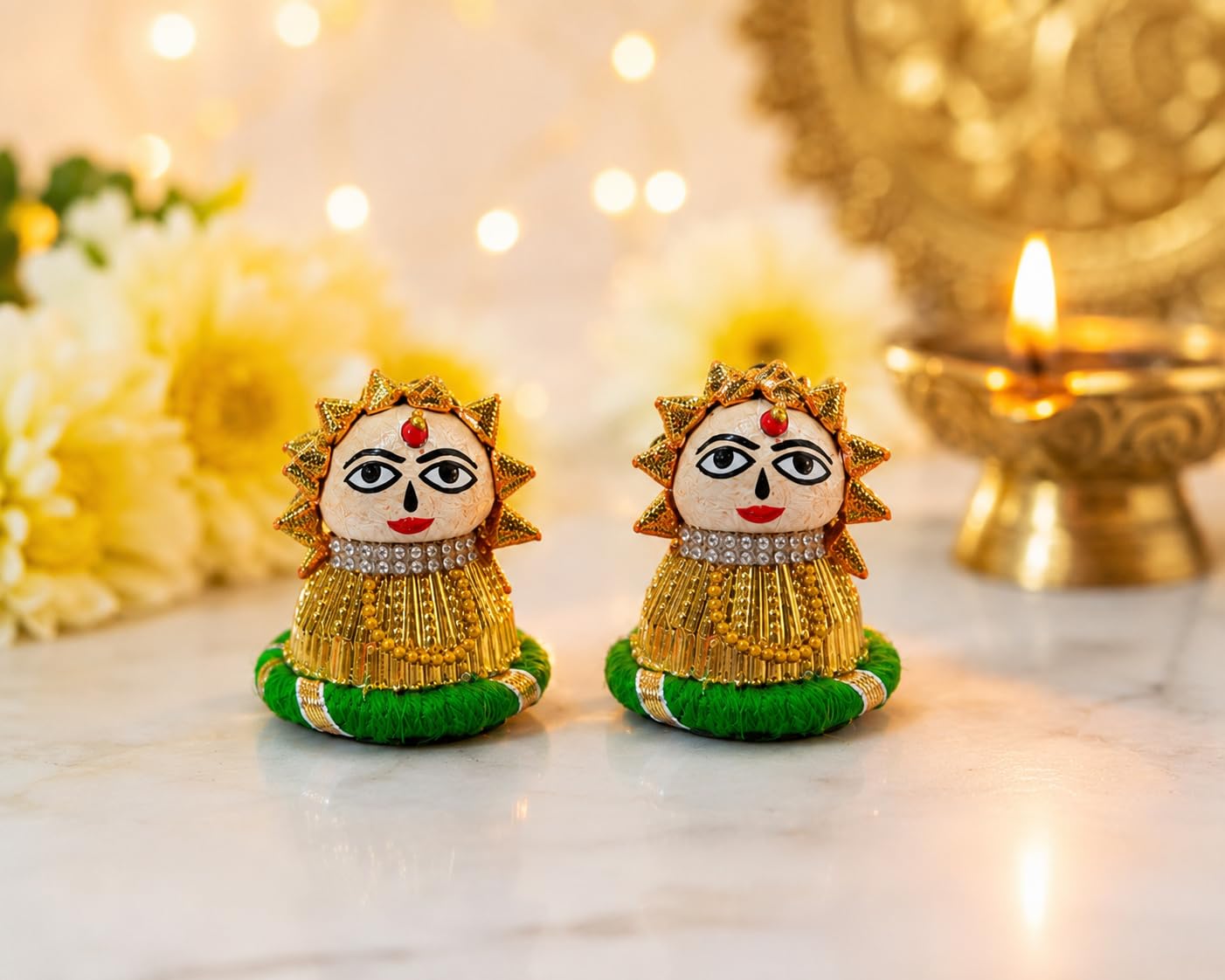 Premium Handmade Cute Riddhi Siddhi Idol Set | Small Cute Decorative Murti for Home Temple | Spiritual Showpiece | Lucky Gift for Housewarming & Festivals Home Decoration Made of Supari-image-25