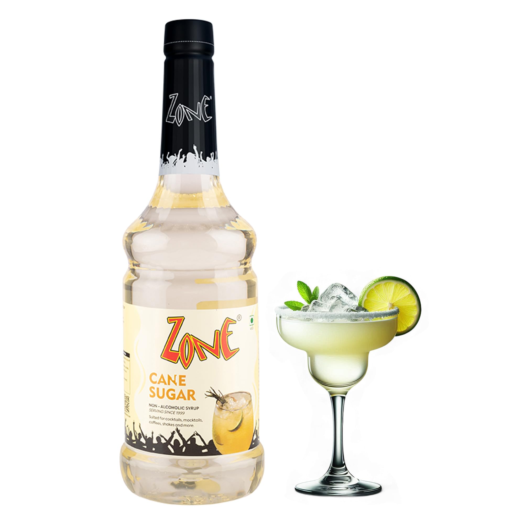 Zone Cane Sugar Flavoured syrup 1000ml | Classic Sweetener & Drink Mixer for Cocktails, Mocktails, Coffees, Iced Teas, Lemonades, Milkshakes & Desserts | Premium Bar Syrup 1 Litre – More Servings, Perfect For Café Restaurants & Professional Use