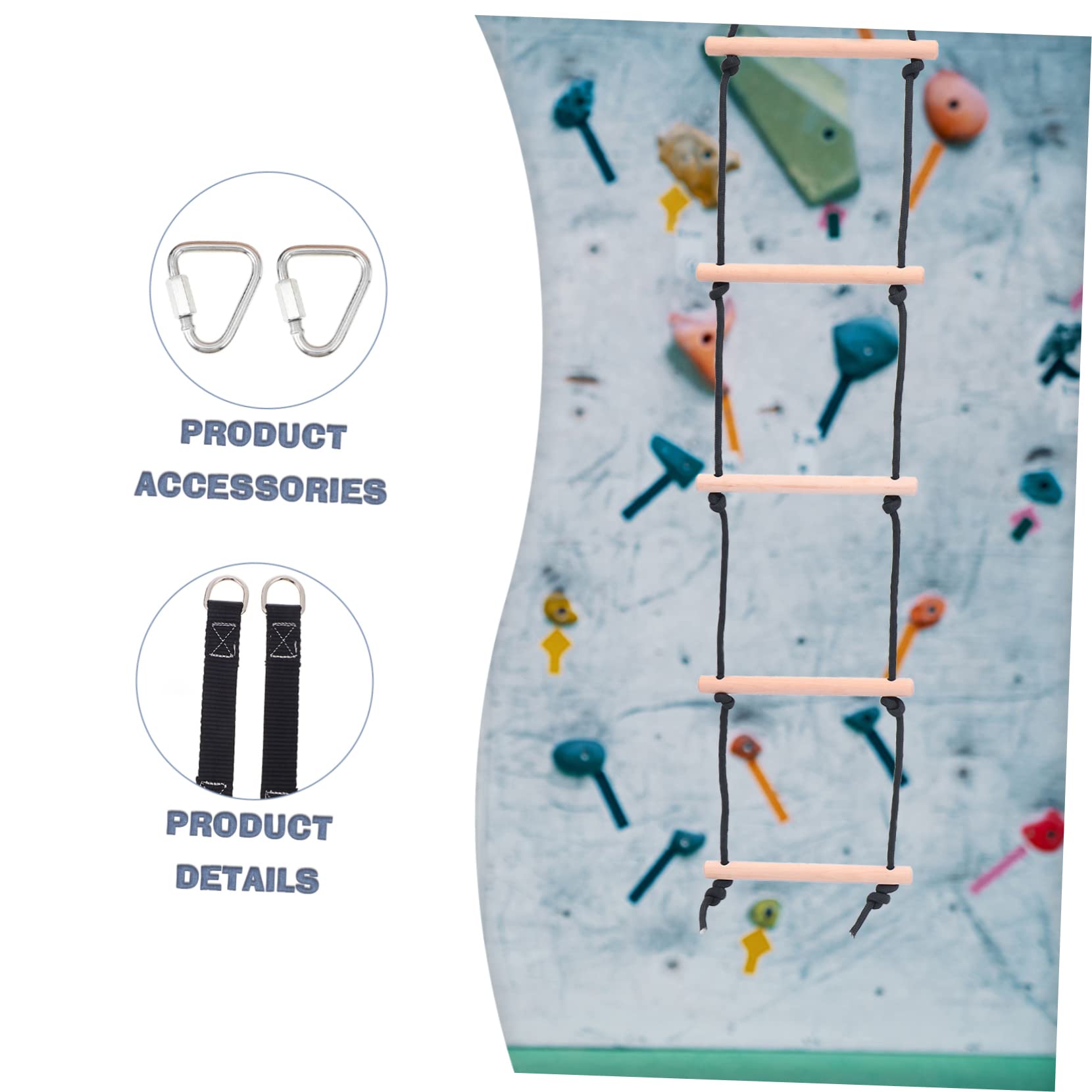 HEMOTON Climbing Ladder for Kids Outdoor Wooden Toy Ladder Swing Rope Perfect Kid's Recreation Toys