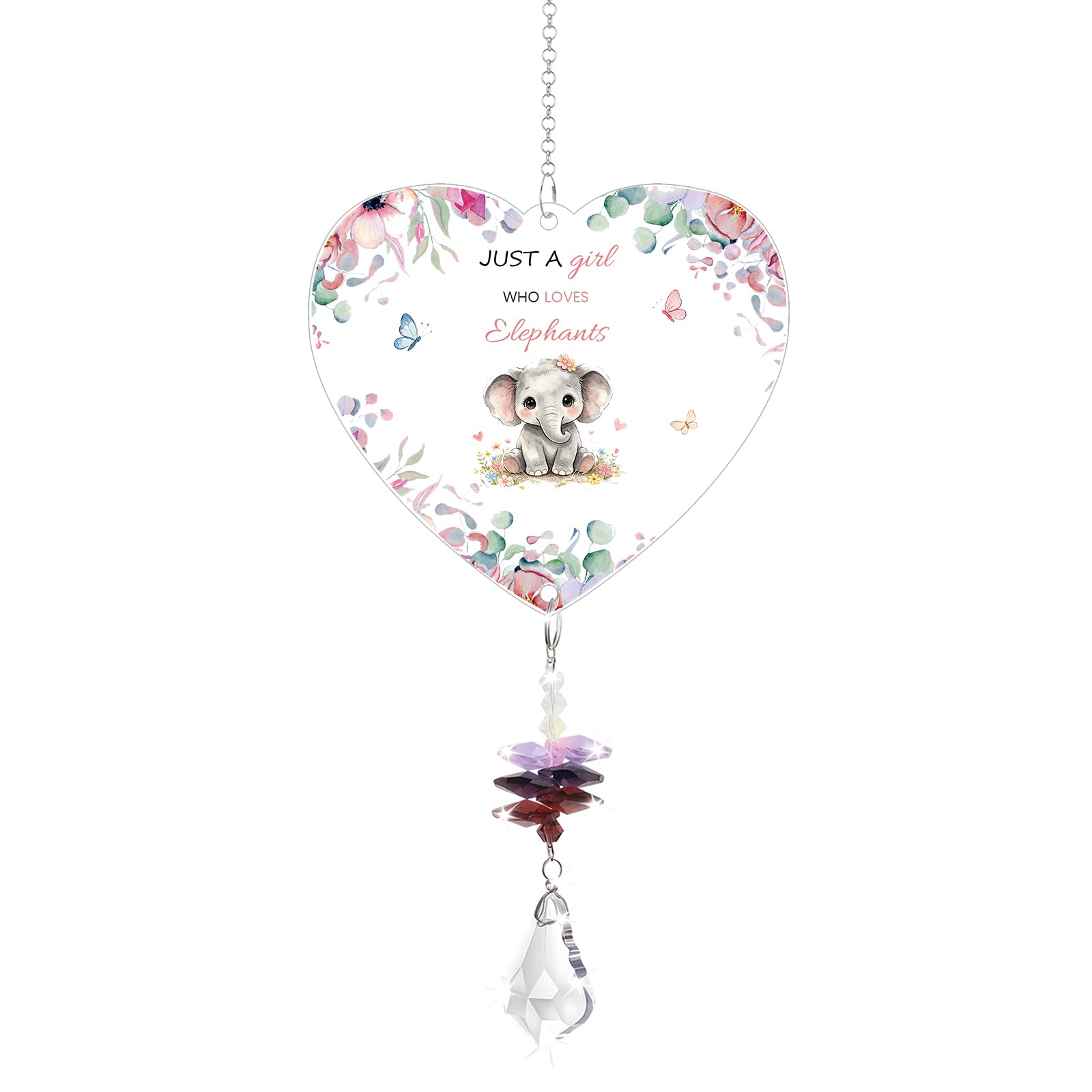 Elephant Gifts for Women,Crystal Suncatcher Just A Girl Who Loves Elephants
