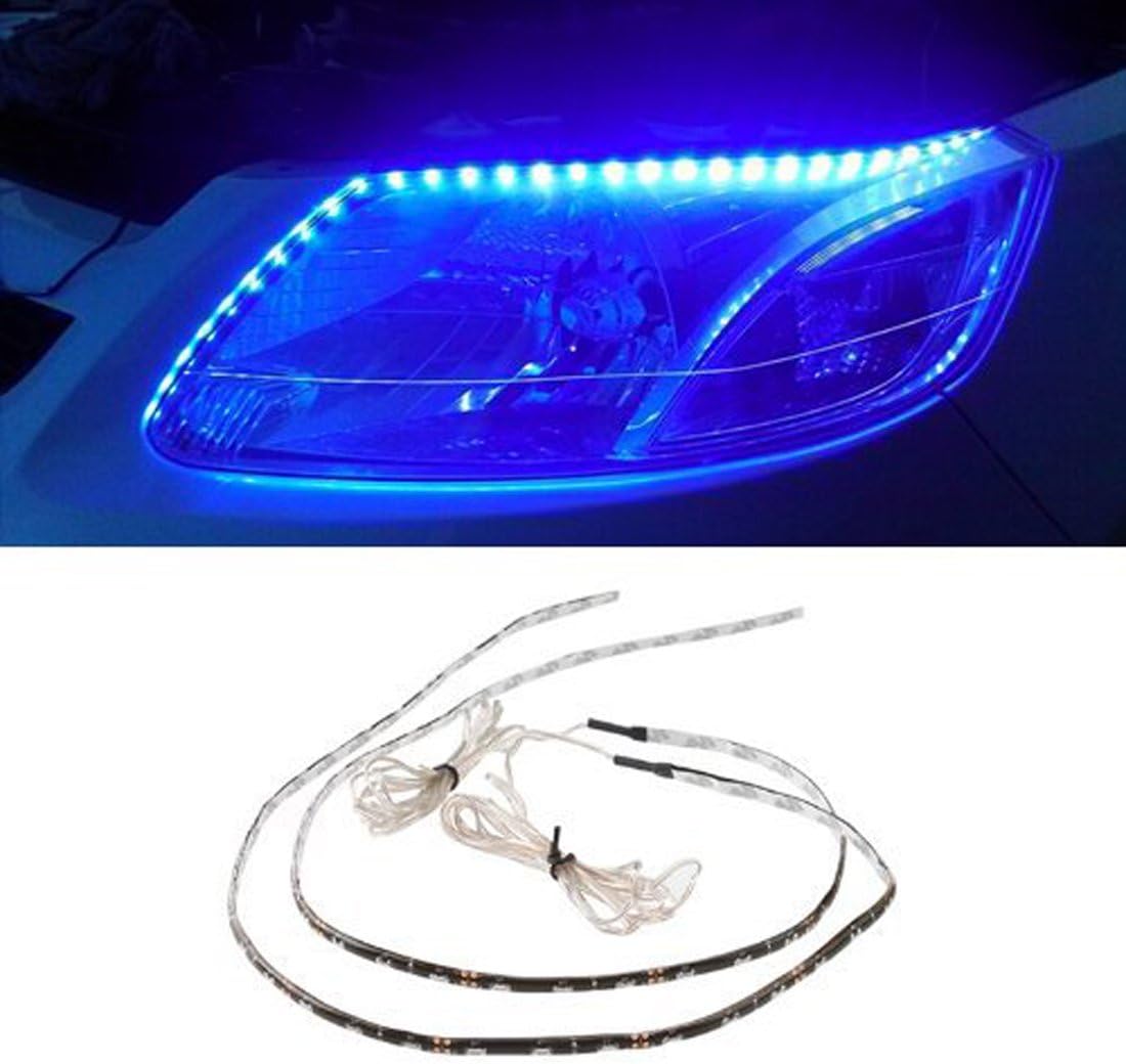 Aberobay One pairs of Waterproof 24-Inch/60CM 60 SMD LED Car Side Shine Strip Light-Blue