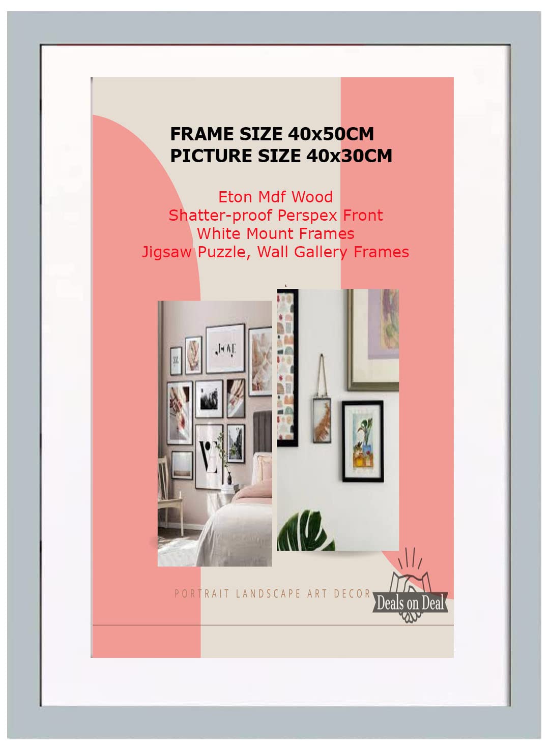 DEALS ON DEAL Poster frames 40x50cm with Mount for 30x40cm | Clear Acrylic Solid Wooden Picture Frames | Jigsaw Puzzle Wall Décor display Horizontally or Vertically
