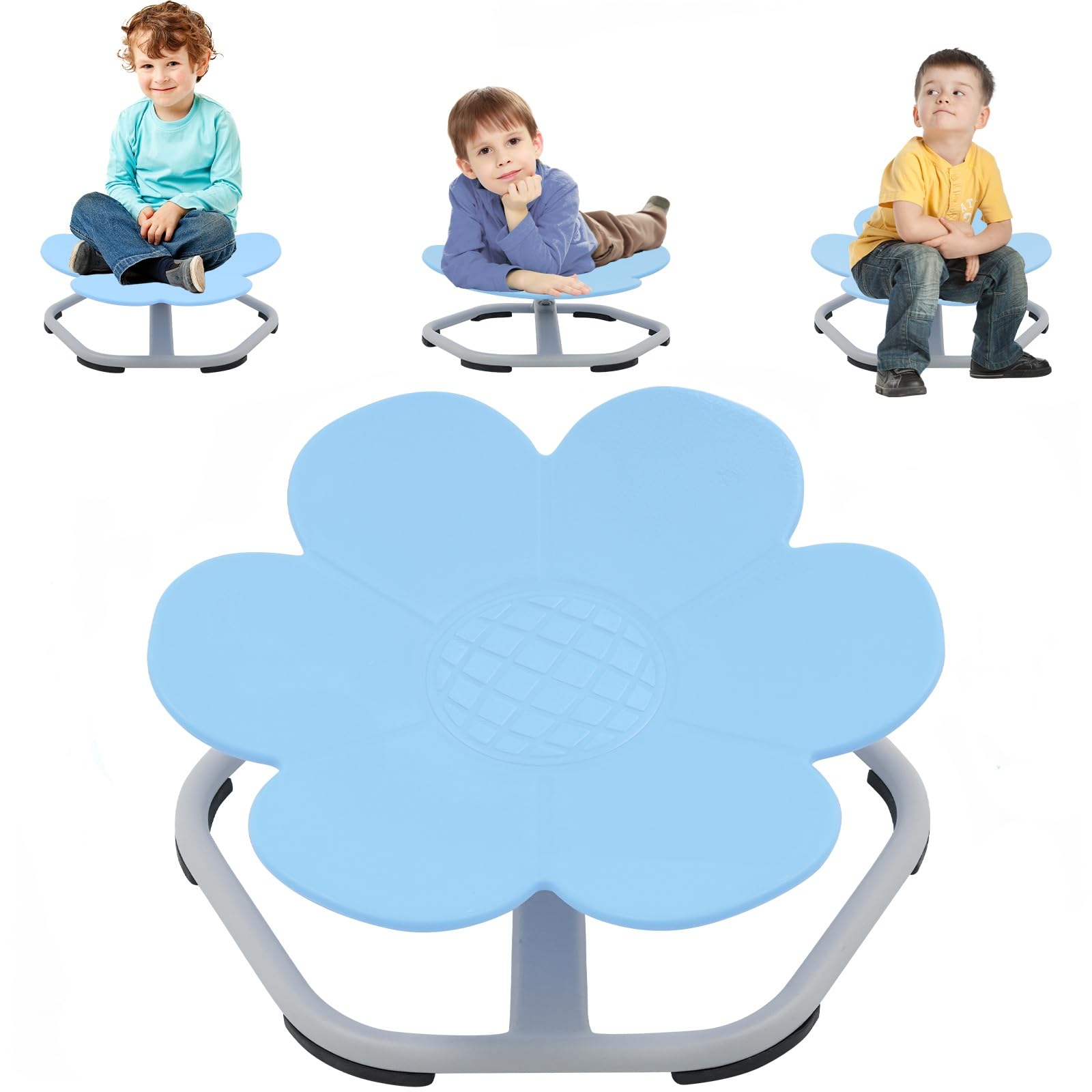 Silla Giratoria Sensorial para Autismo, Silla Giratoria Infantil, Asiento Giratorio de 360° con Base Metálica Antideslizante, Entrenamiento de Coordinación Corporal, Juguetes Sensoriales Autismo, Azul