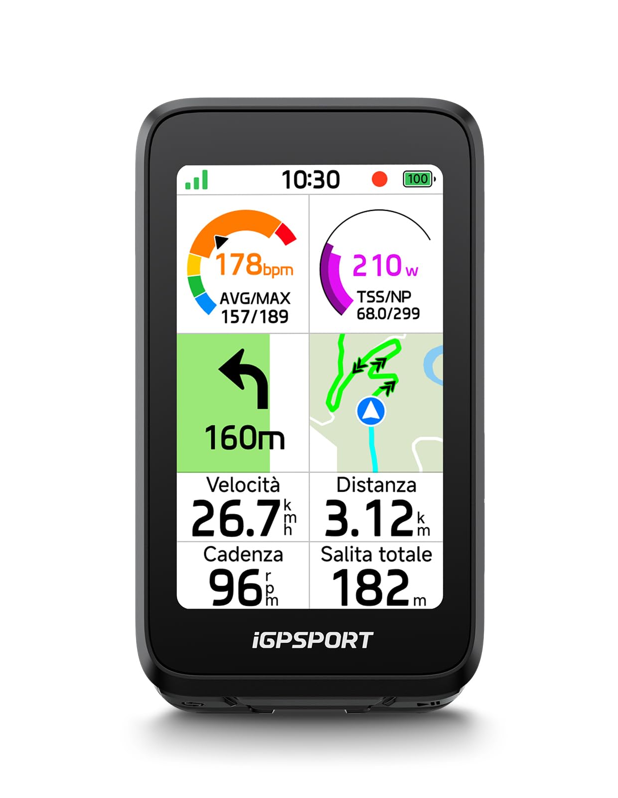 iGPSPORT BiNavi Air Ciclocomputer GPS,Previsione Delle Svolte di Sicurezza, Navigazione Cartografica, Display Touchscreen HD da 3 Pollici, iClimb 3.0, Autonomia Fino a 30 Ore,IPX7