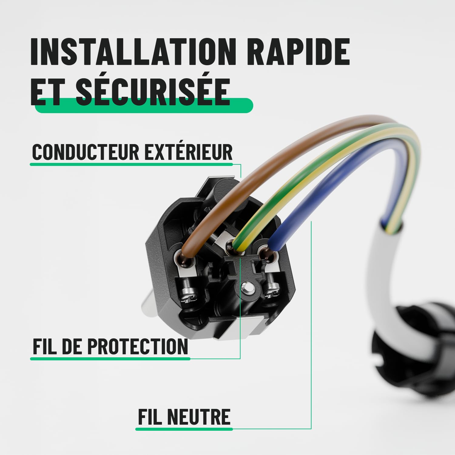 Lot de 1 prise mâle + 1 prise femelle Schuko étanche IP54 230V 16A 3,7kW