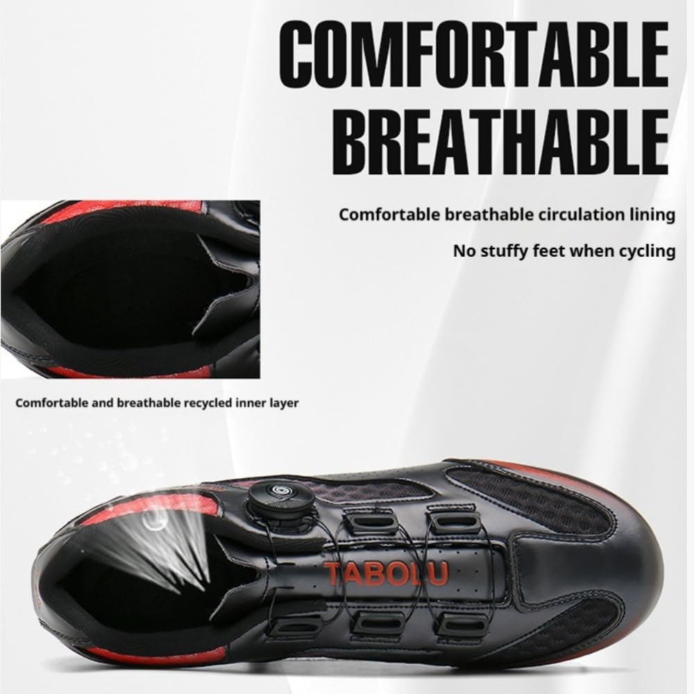 Scarpe da Ciclismo da Uomo E da Donna Scarpe da Bici Resistenti E Antiscivolo con Suola in Gomma Scarpe da Vélo Traspiranti con Lacci da Spin per Interni Ed Esterni