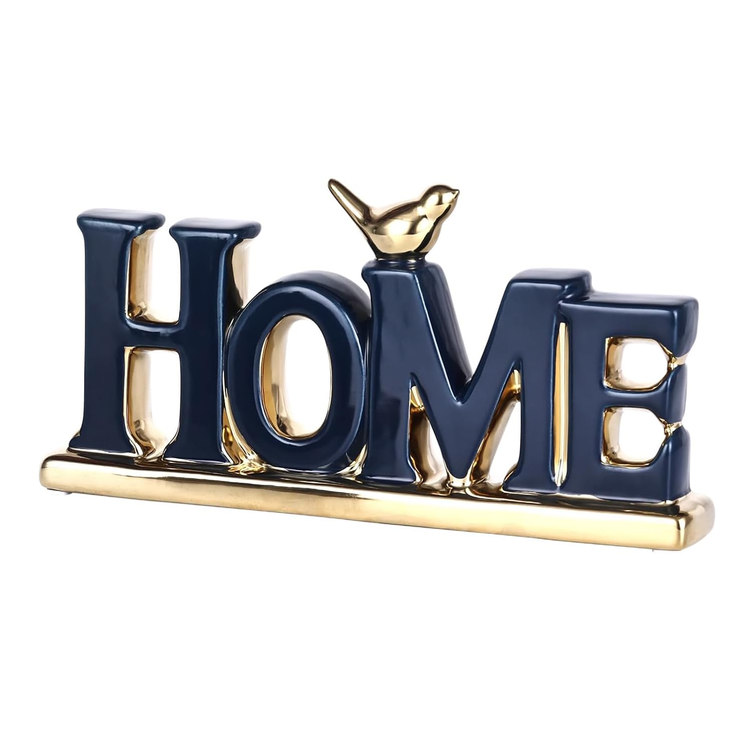 Carteles de hogar azul y dorado para decoración del hogar, Estatua decorativa, Escultura de pájaro dorado, Decoración de personalizada, Adornos decorativos para salón, dormitorio, escritorio, armarios