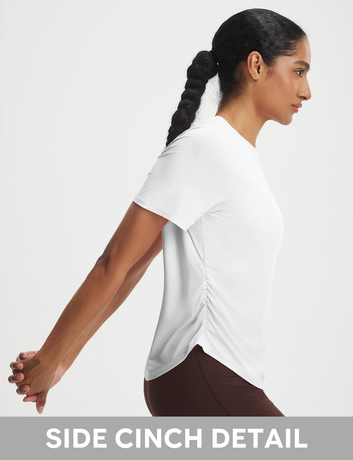 baleaf Maglietta da donna a maniche corte da yoga, morbida, UPF 50+, per allenamento, protezione solare, maglietta atletica
