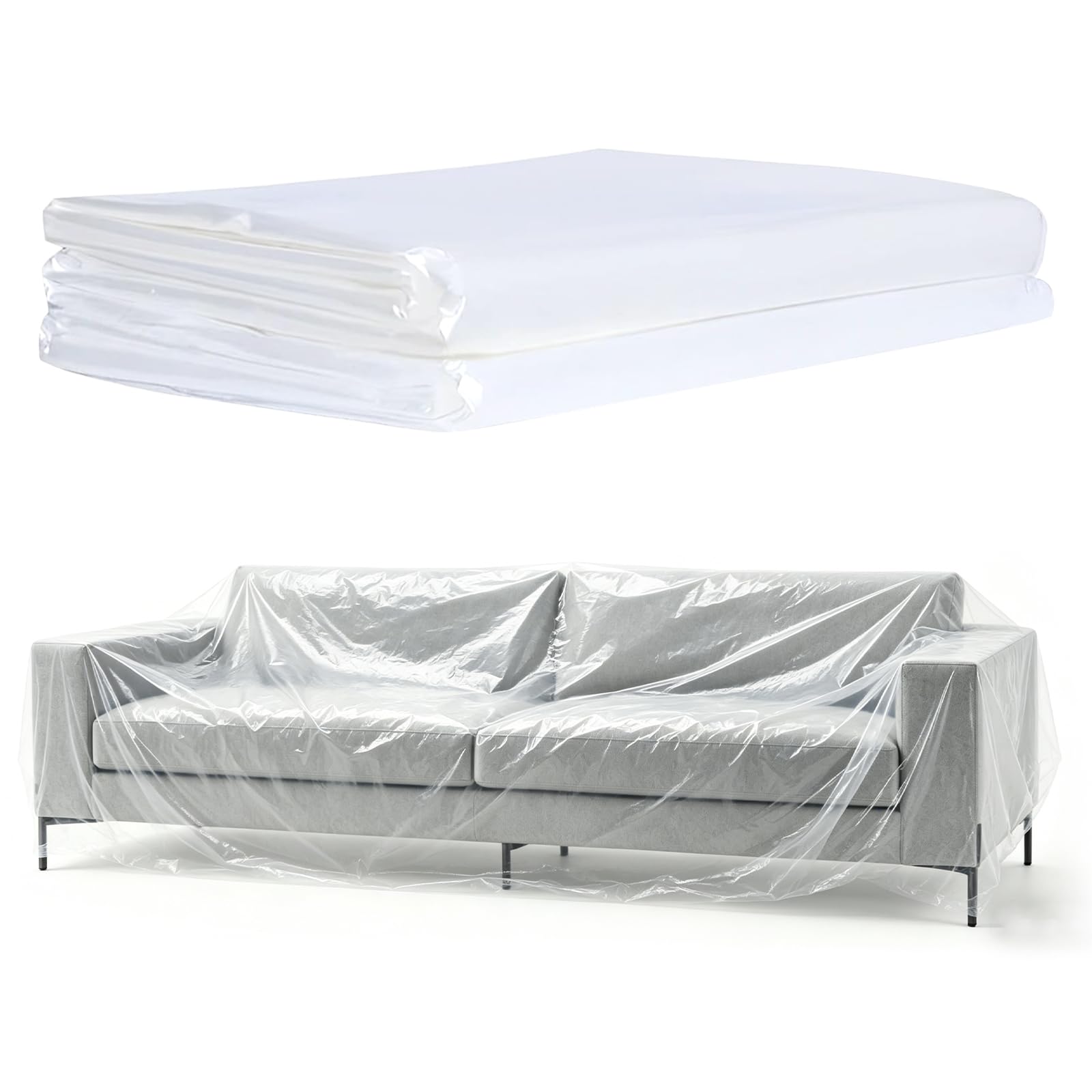 JAMHEXOU 2-Pack Plastic Sofa Cover, Sofa Storage Bag, Waterproof Sofa Protection Cover, Dust-Proof Covers for Furniture, Sofa Protector Bags for Sofas, Beds, Couches, and Floors,200 x 400cm