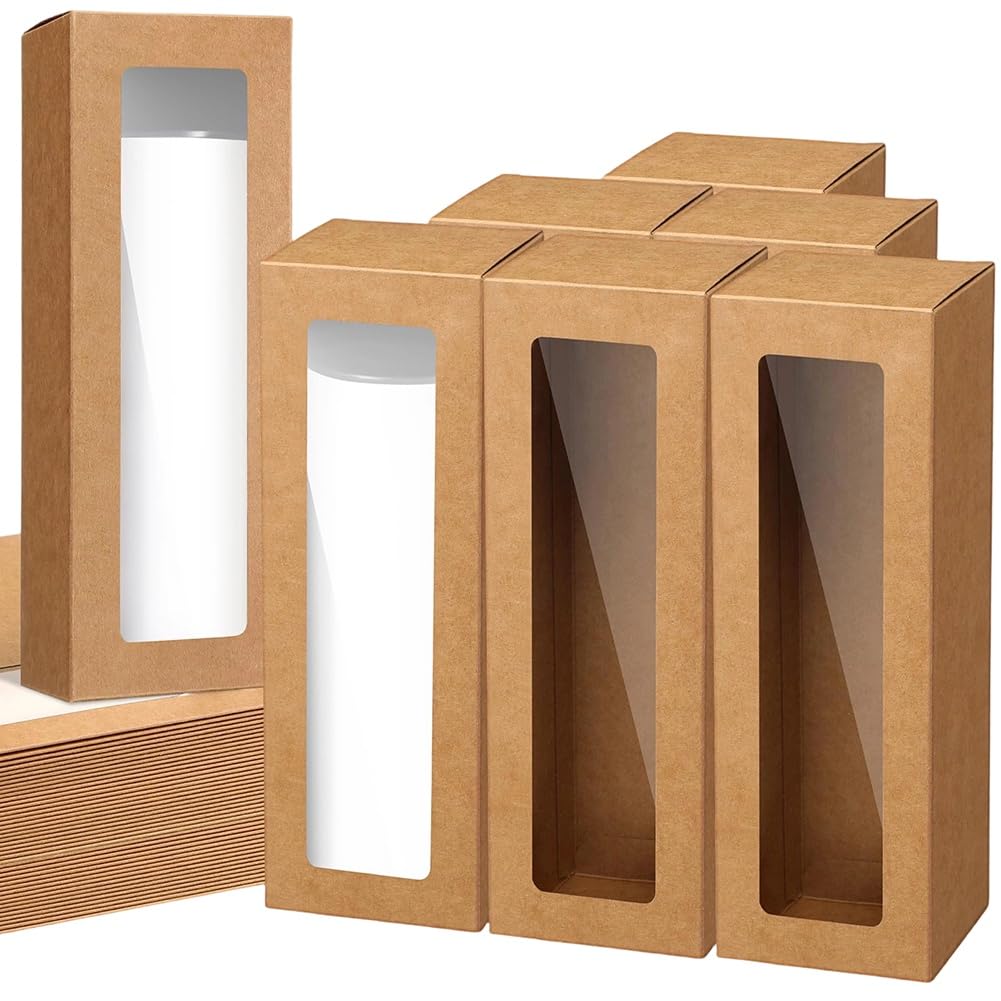Hndhbfgrt Macaron Boxes Paper Packaging Boxes with Transparent Window Cookie Boxes with Window