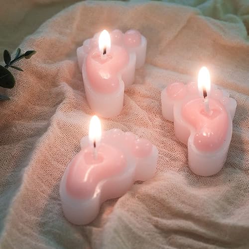 Miniatura 3 de Sweet Baby Co. - Paquete de 10 velas para baby shower para niñas, diseño de huellas rosas, mini recuerdos, decoración de dulces de princesa, para