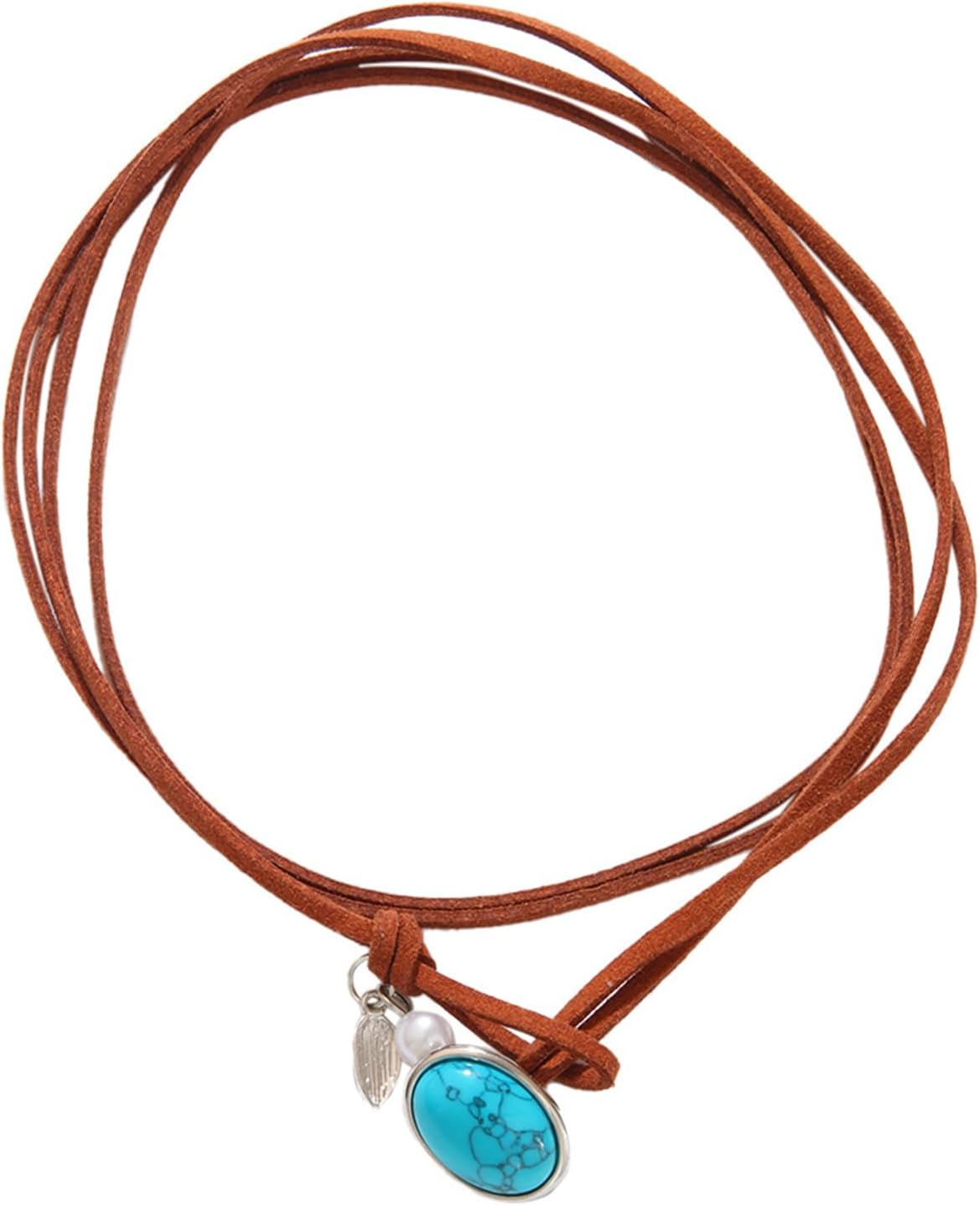 Boho Choker Necklace for Women Brown Suede Choker Necklace Western Cowgirl Choker Necklace Turquoise Coin Leather Choker Western Boho Necklaces - Image 7