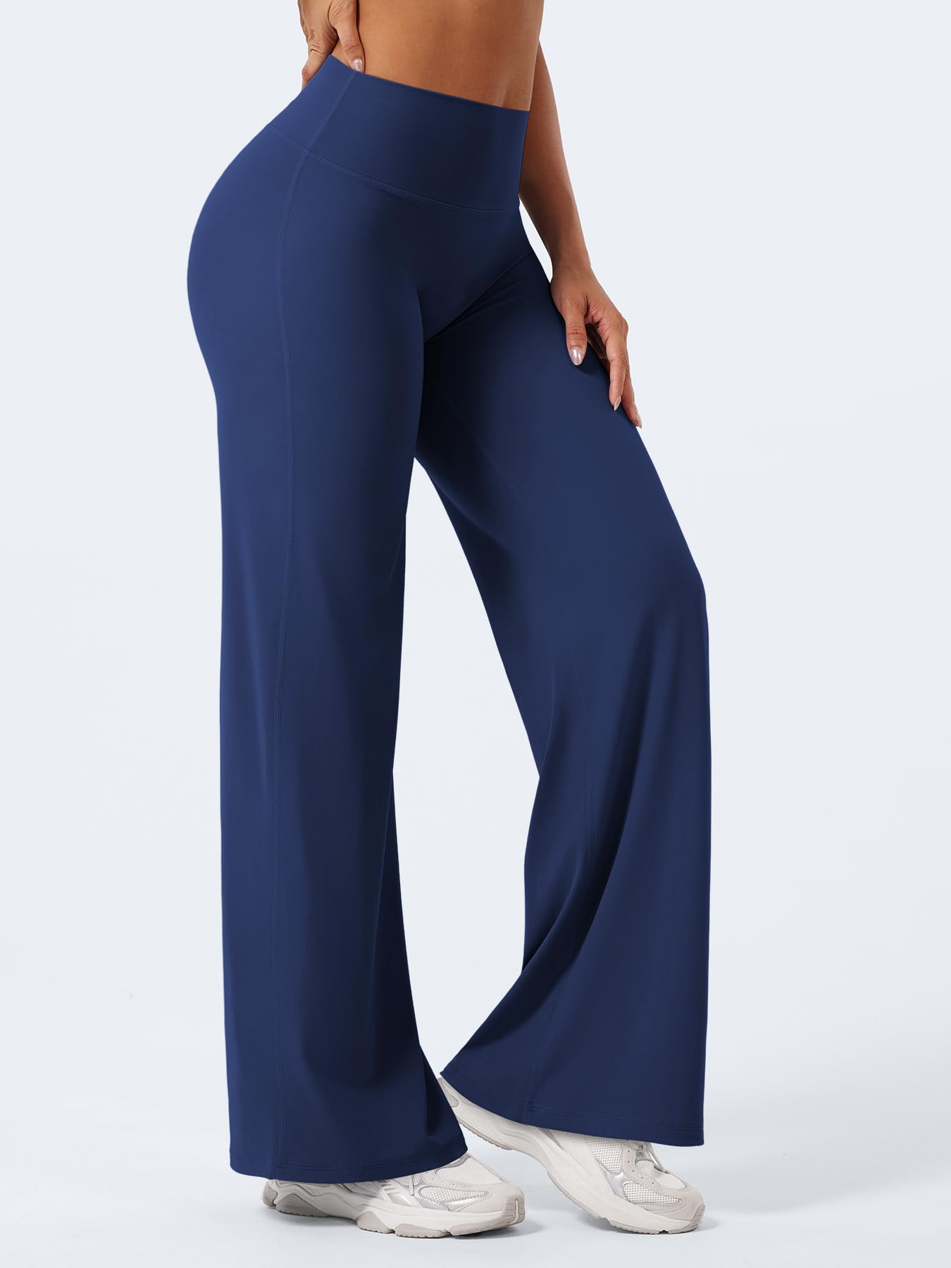 YEOREO Workout Leggings Womens No Front Seam Straight Leggings 29"/ 31.5"/ 33"/ 35" High Waist Buttery Eddiy Gym Yoga Pants: 30.5" Thin Fleece Small Navy Blue