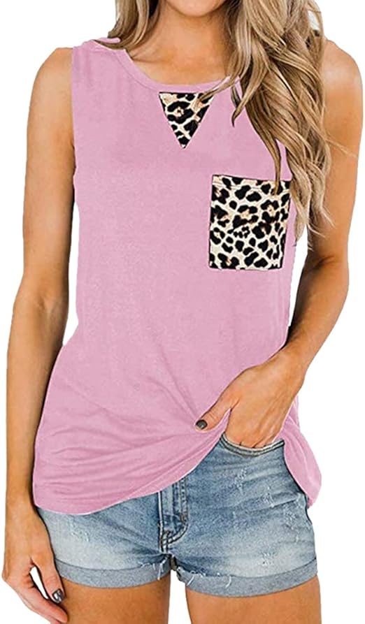 DOLAA Womens Summer Sleeveless TShirt Round Neck Plain T Shirt with