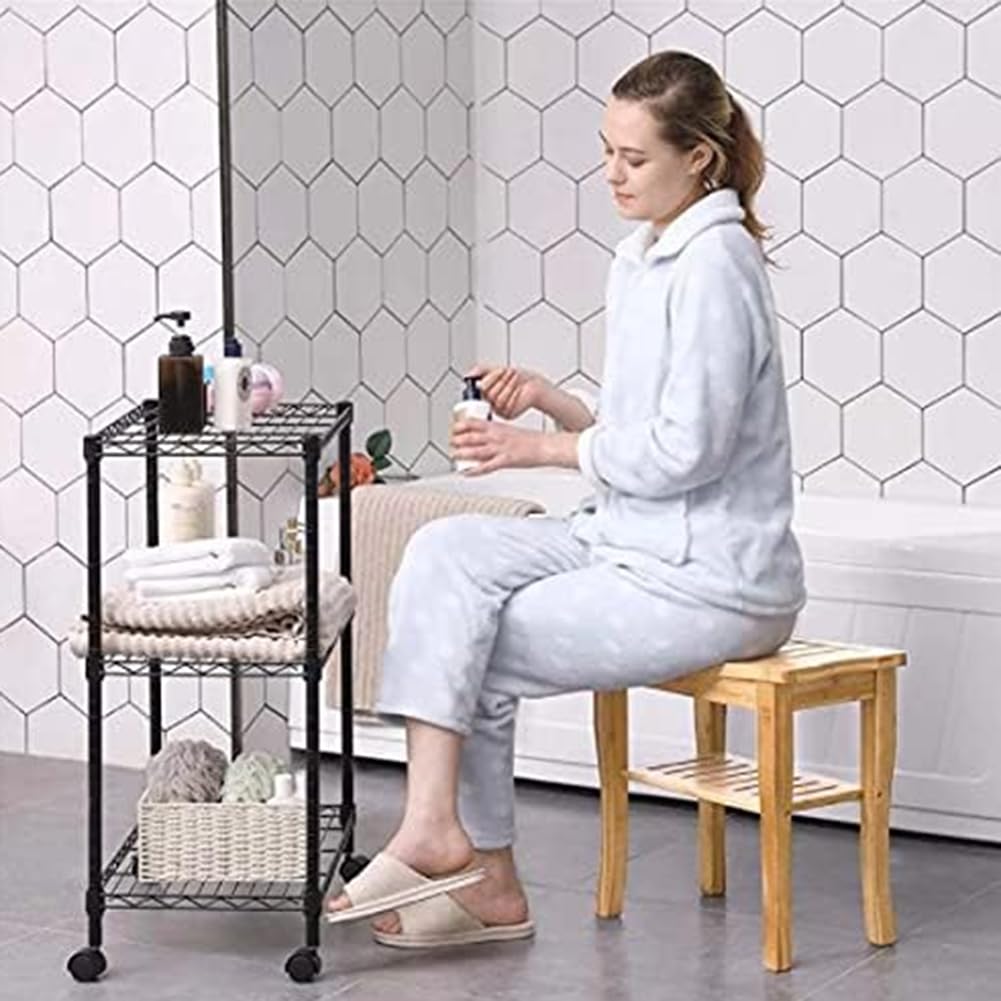 Doccia In Legno Panchina Impermeabile Sgabello Da Bagno Per Anziani Sedia Da Bagno Sedia E Sedile Da Bagno Con Ripiano Di Stoccaggio Bambini O Adulti Antiscivolo Capacità 150 Kg(Color:1)